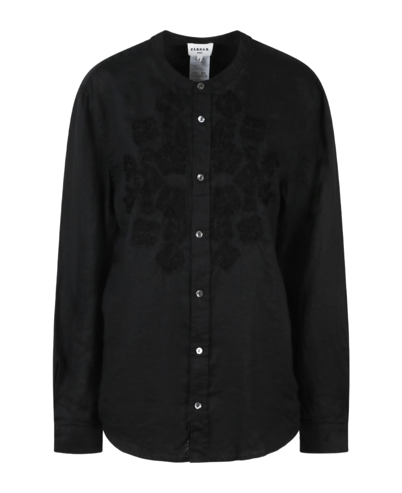Parosh Embroidered Linen Shirt - Black