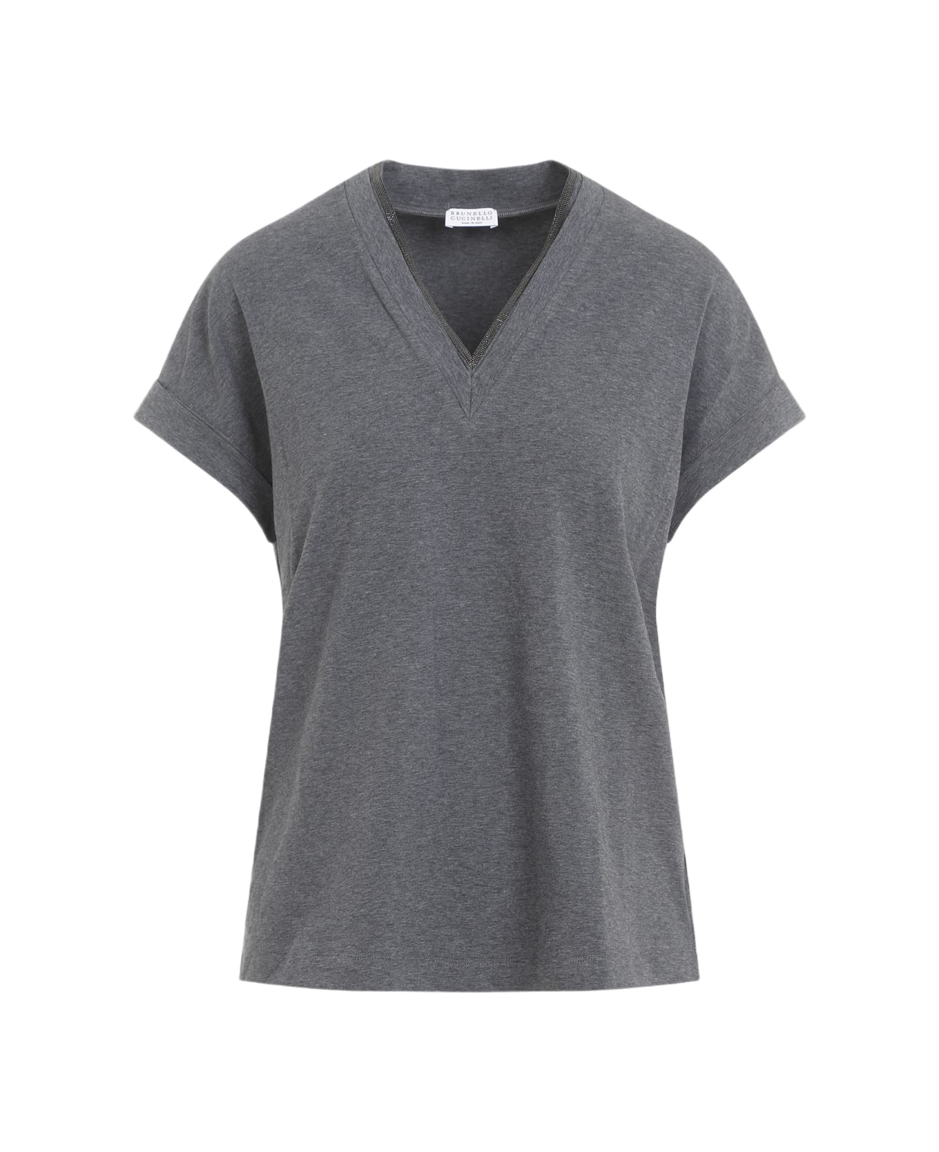 Brunello Cucinelli V-neck Monile T-shirt - Grigio Scuro