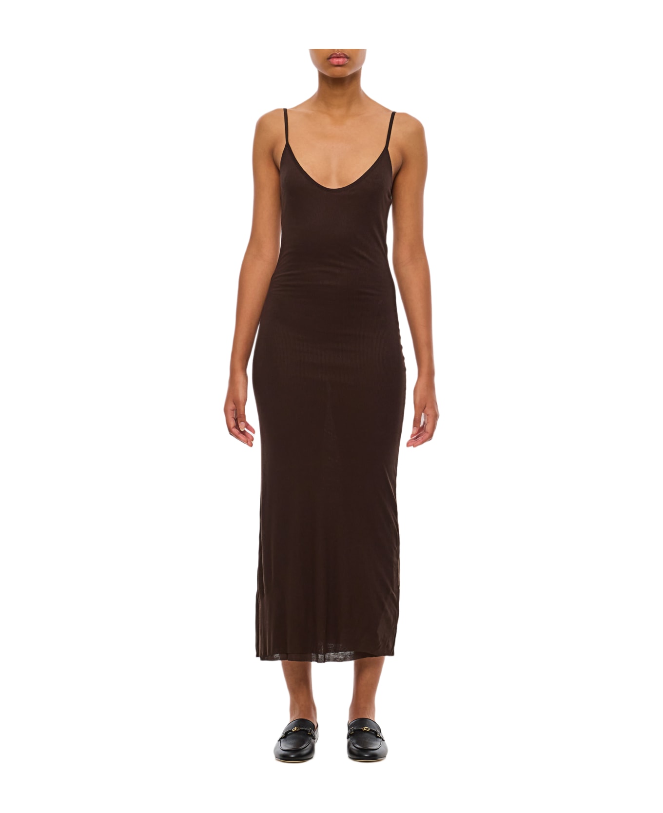 Khaite Leesal Midi Dress - Dark brown