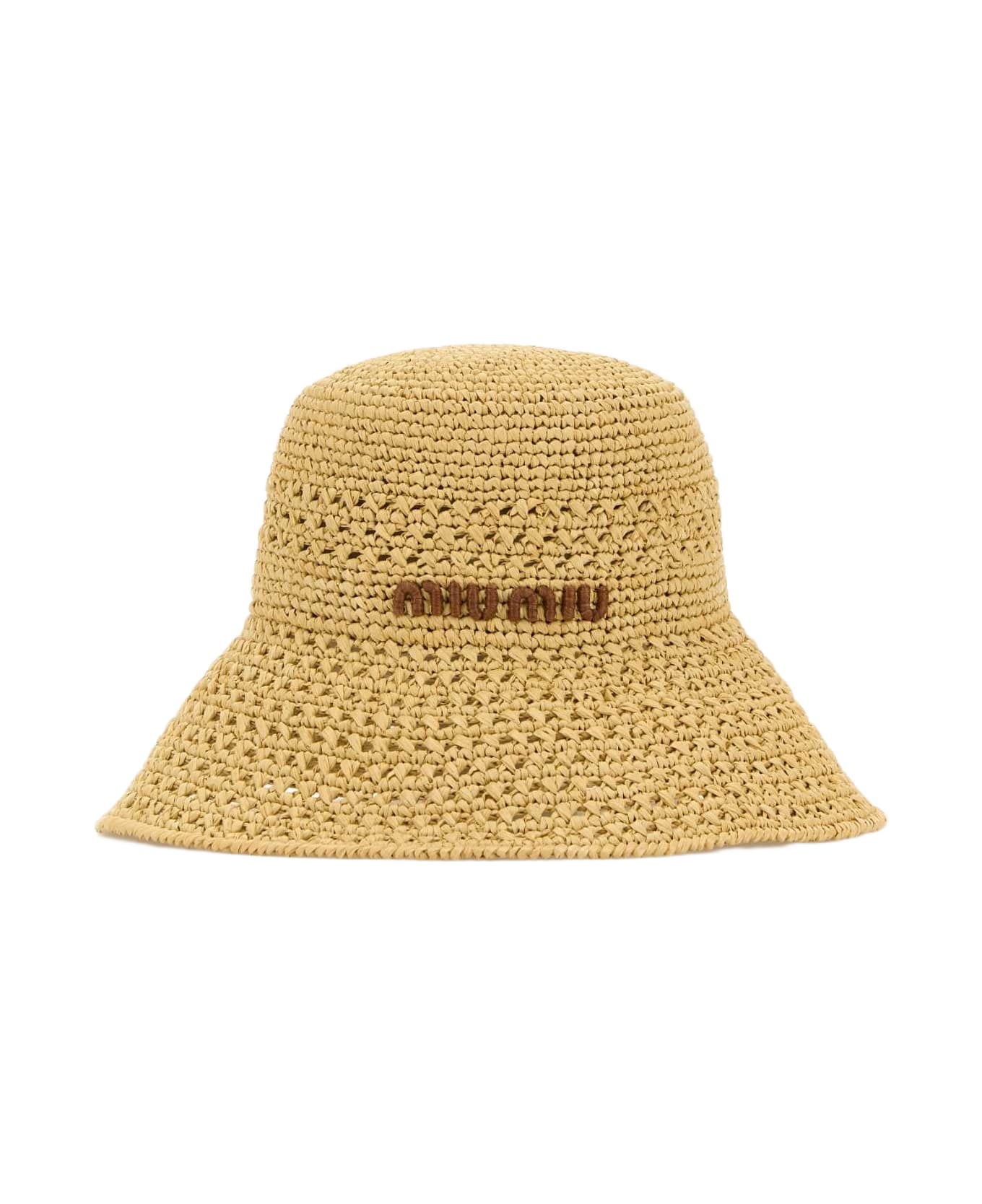 Miu Miu Raffia Bucket Hat - NATURALECOGNAC