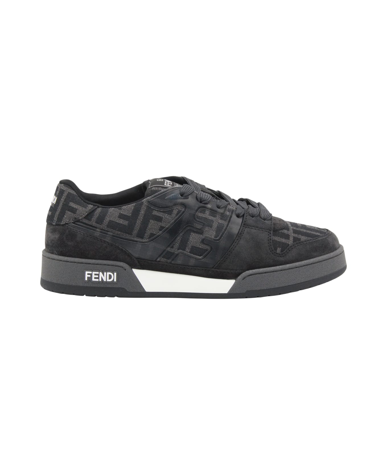 Fendi Black And Grey Leather Sneakers - NERO + GREY
