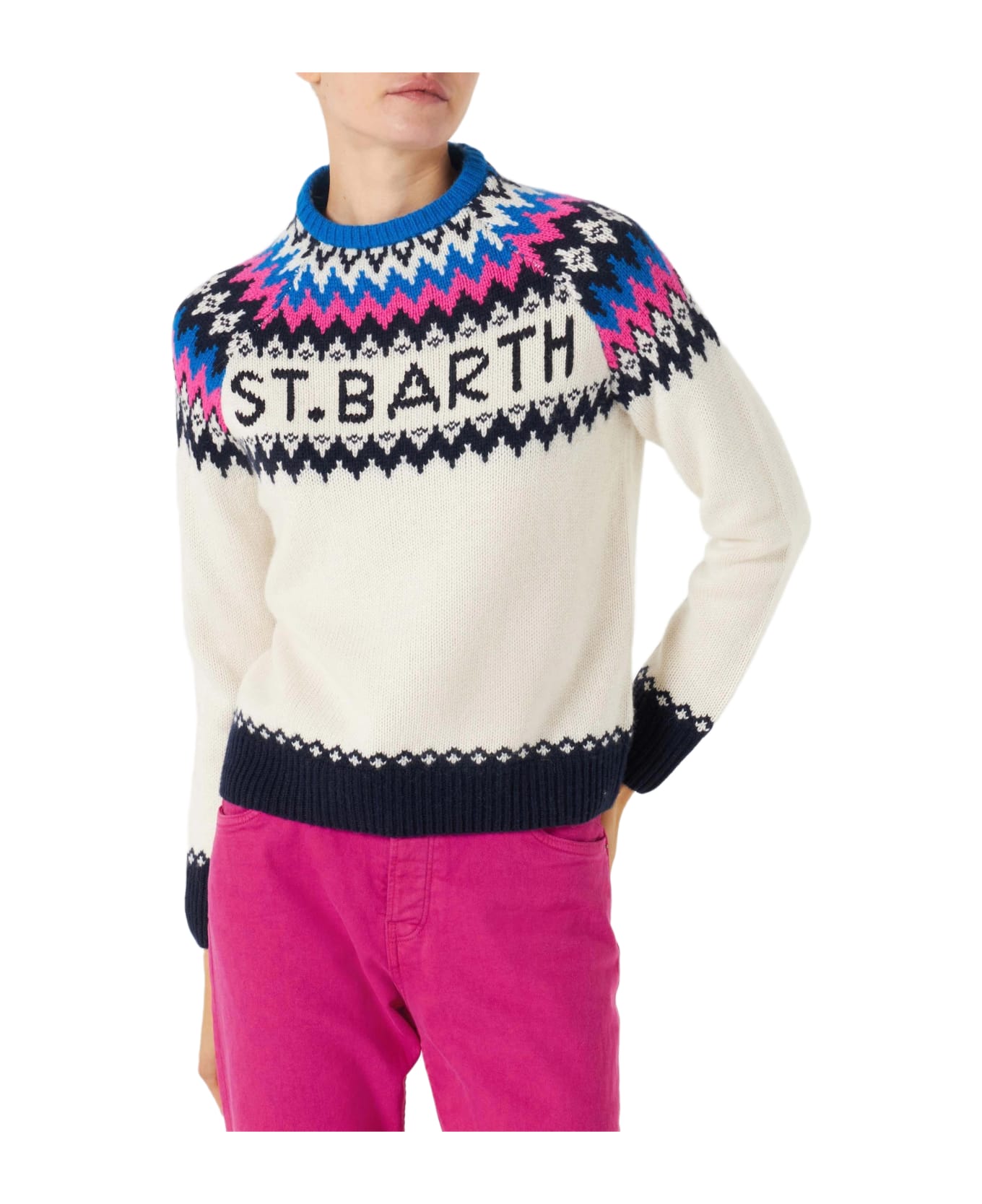 MC2 Saint Barth Woman Crewneck Nordic Jacquard Sweater