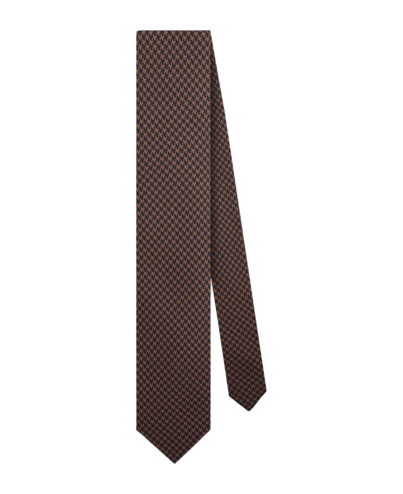 Larusmiani Tie Pied De Poule Tie - Brown