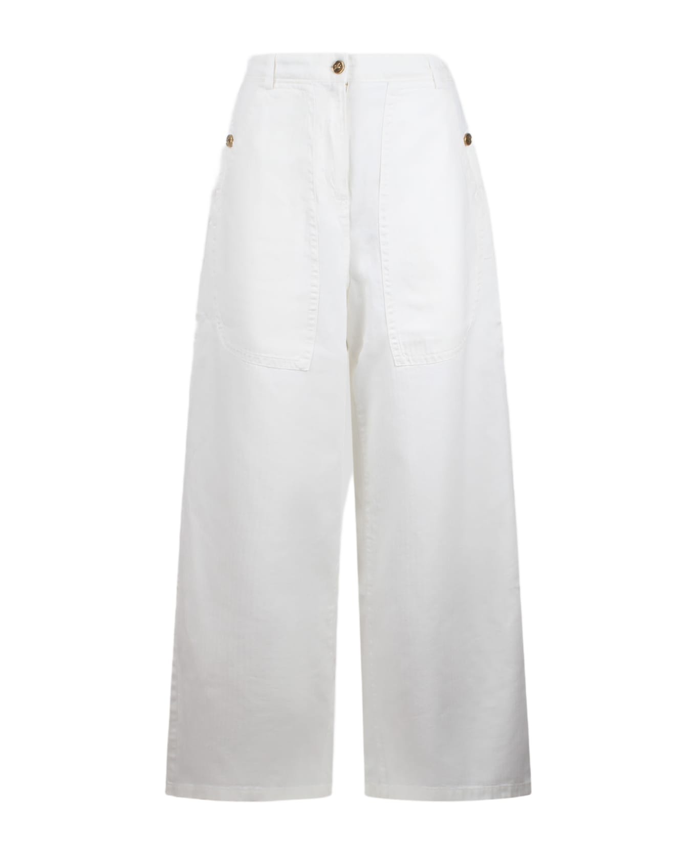 Etro Wide Leg White Denim Jeans - White