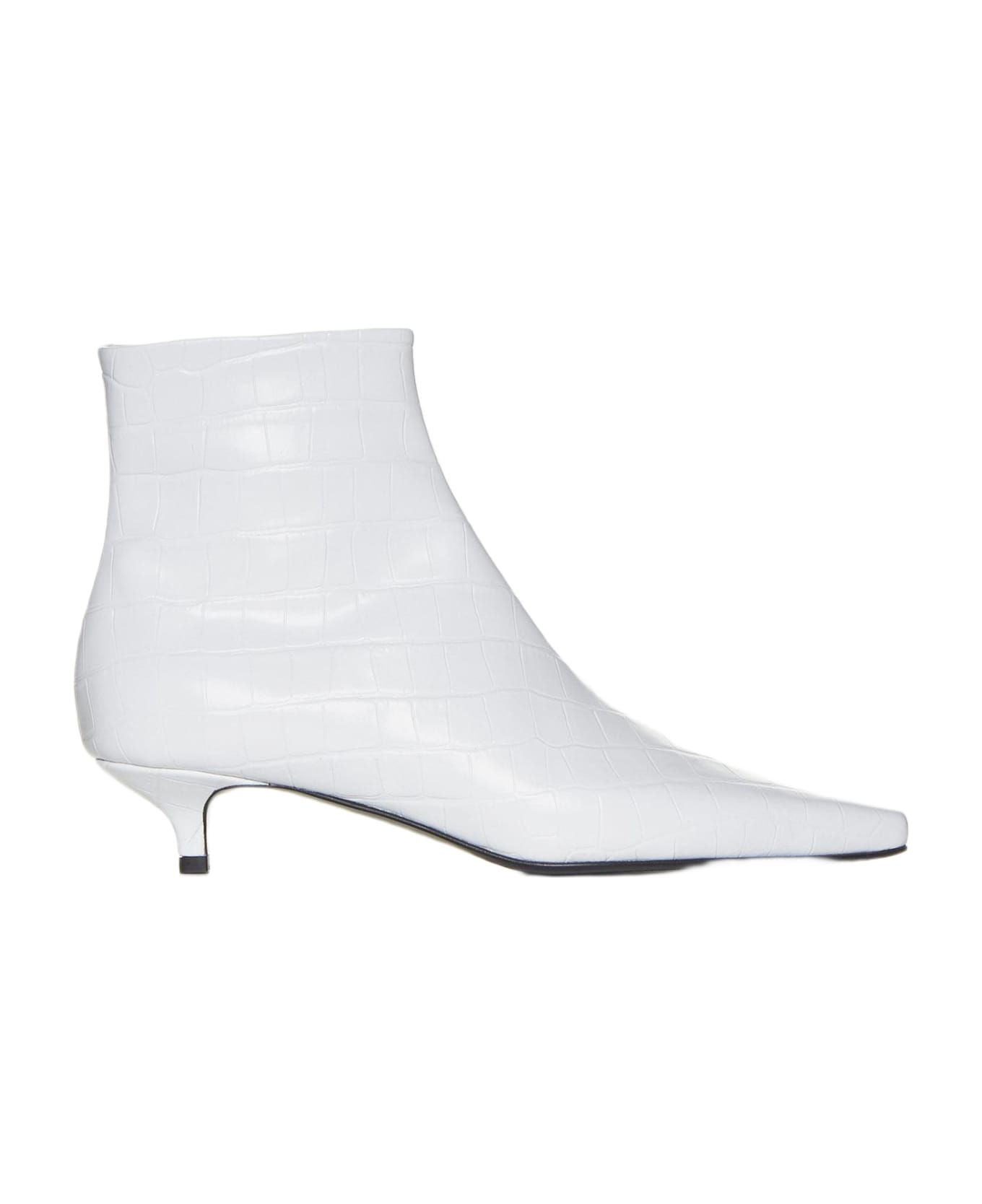 Totême The Croco Slim Leather Ankle Boots - WHITE