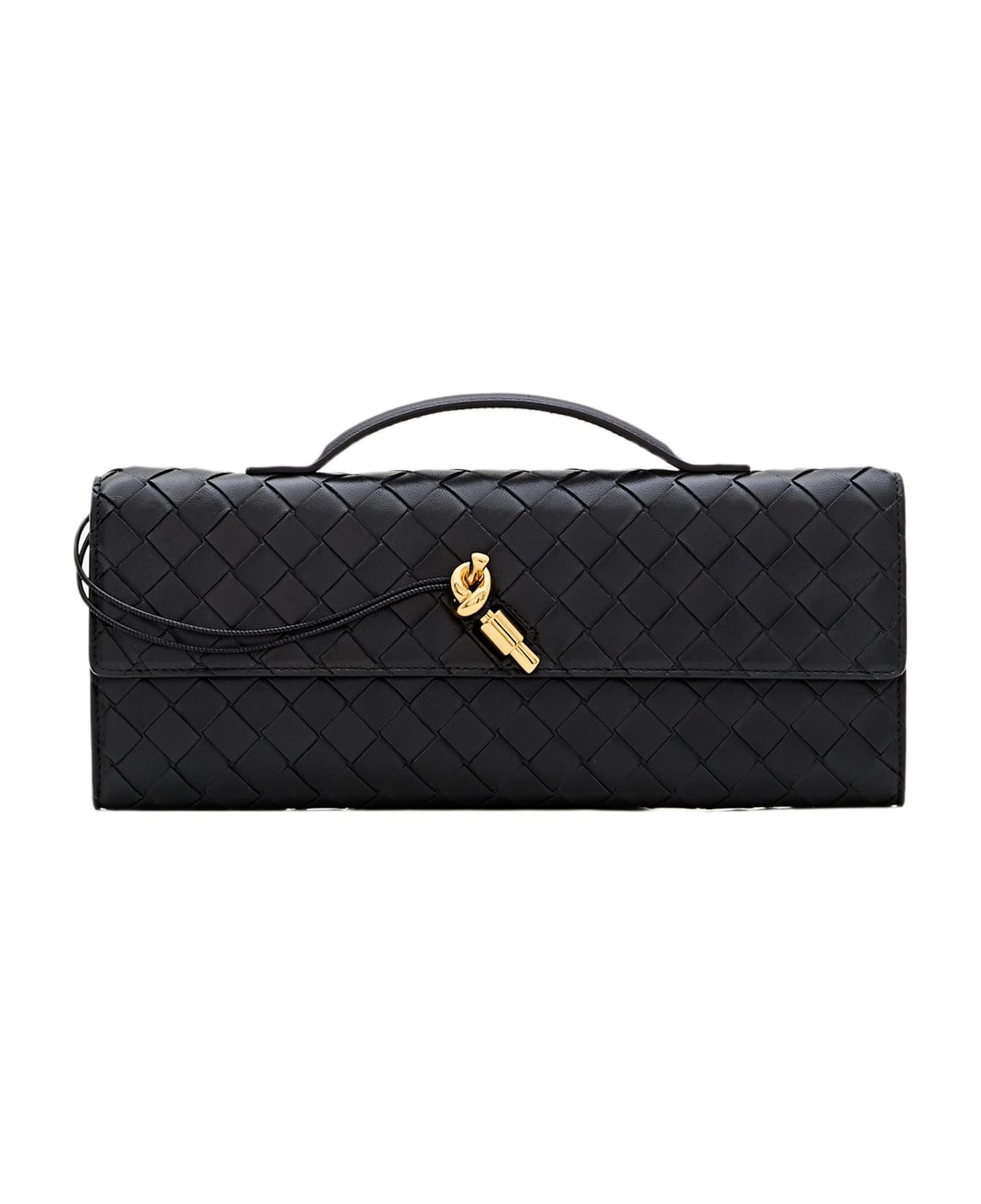Bottega Veneta Andiamo Leather Long Clutch Bag - Black