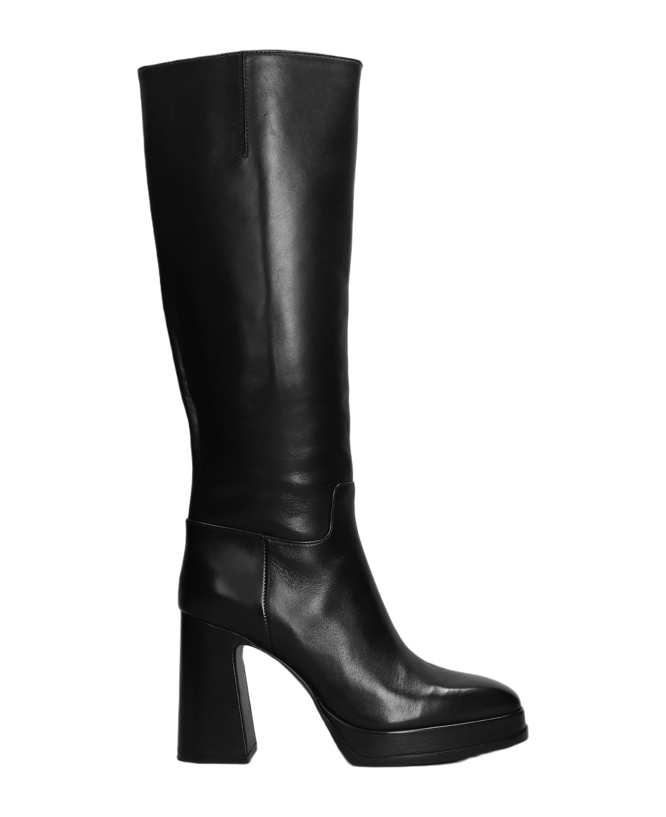 Ash Amy High Heels Boots In Black Leather - black