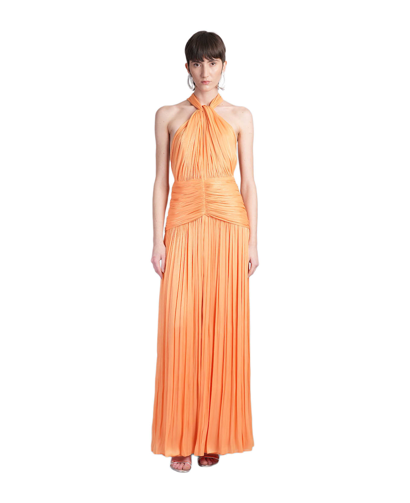 Costarellos Mariya Long Dress In Orange Polyester - orange