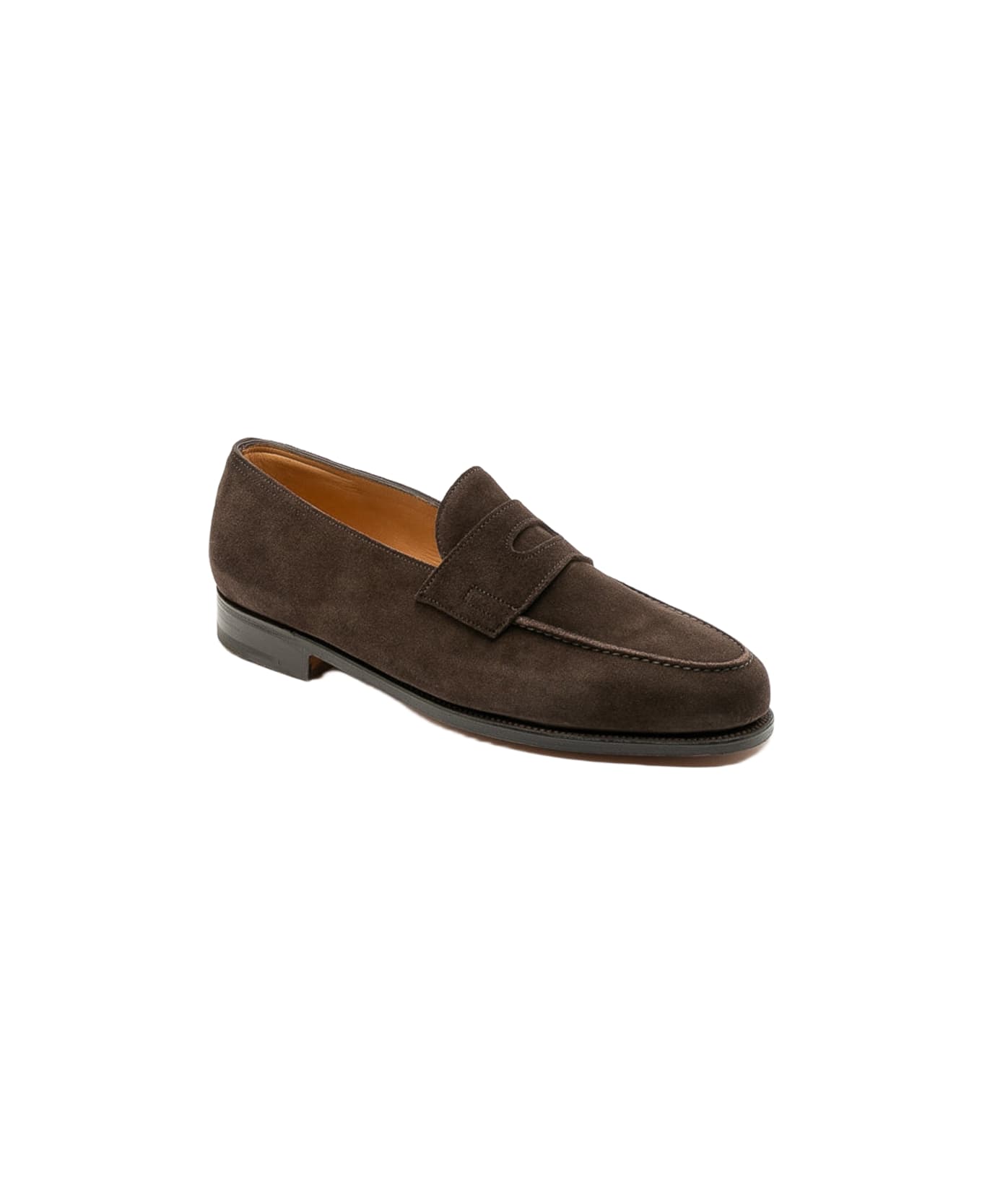 John Lobb Lopez Bruinn Suede Unlined Penny Loafer - Marrone