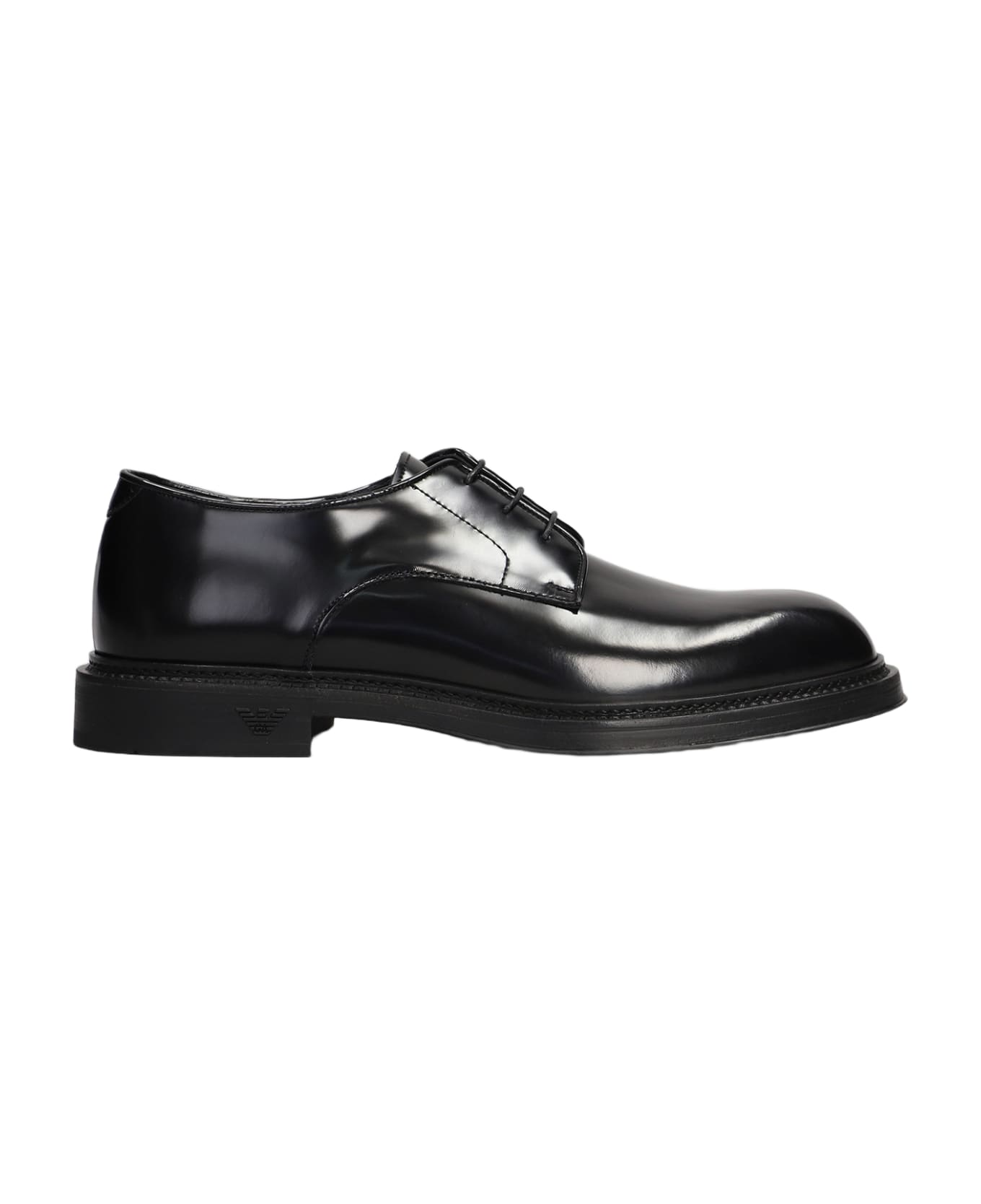 Emporio Armani Lace Up Shoes In Black Leather - black ローファー＆デッキシューズ