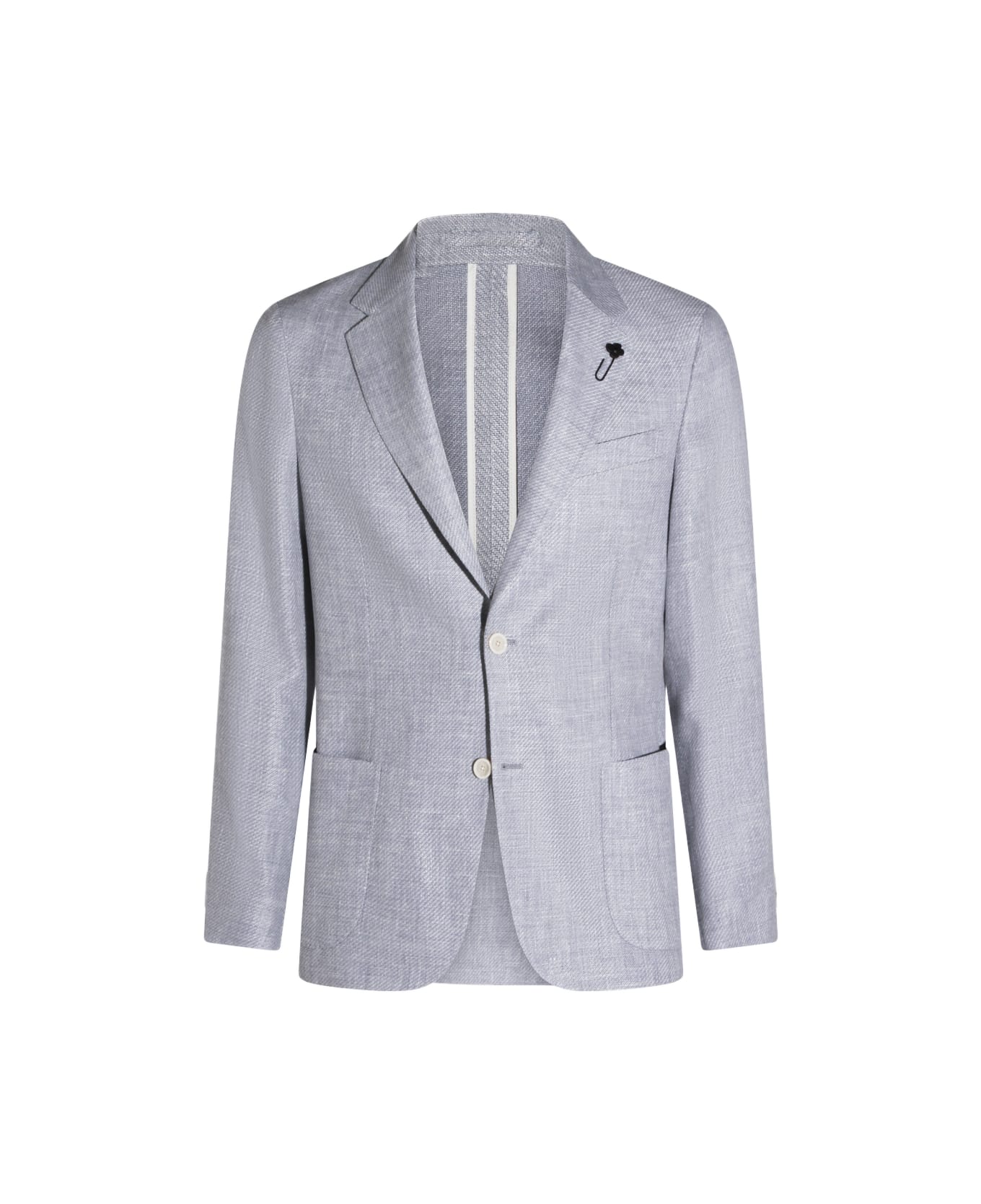 Lardini Light Blue Wool And Linen Blazer - Clear Blue