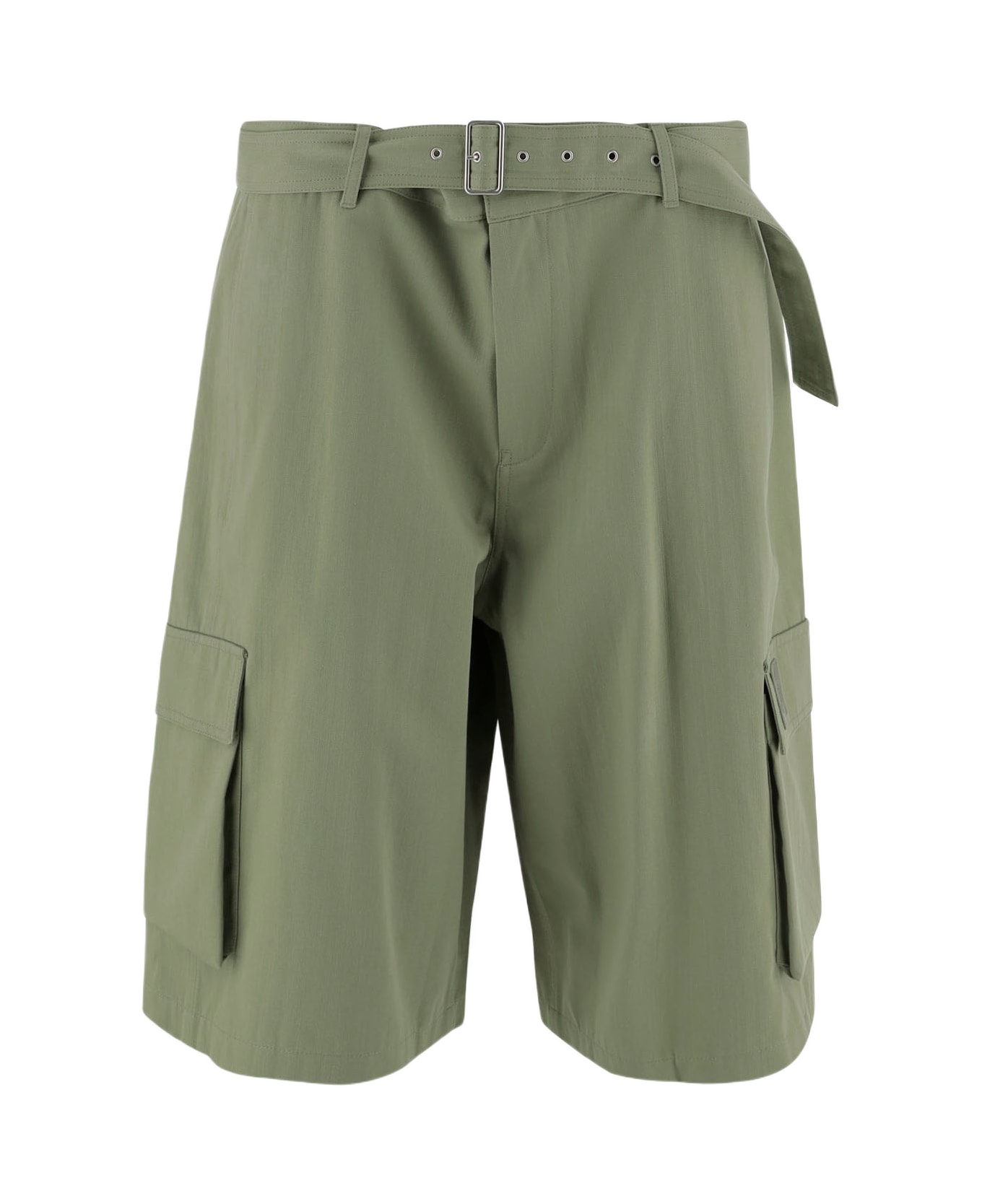 Maison Kitsuné Cargo Short Pants Made Of Cotton Denim - Turf Green