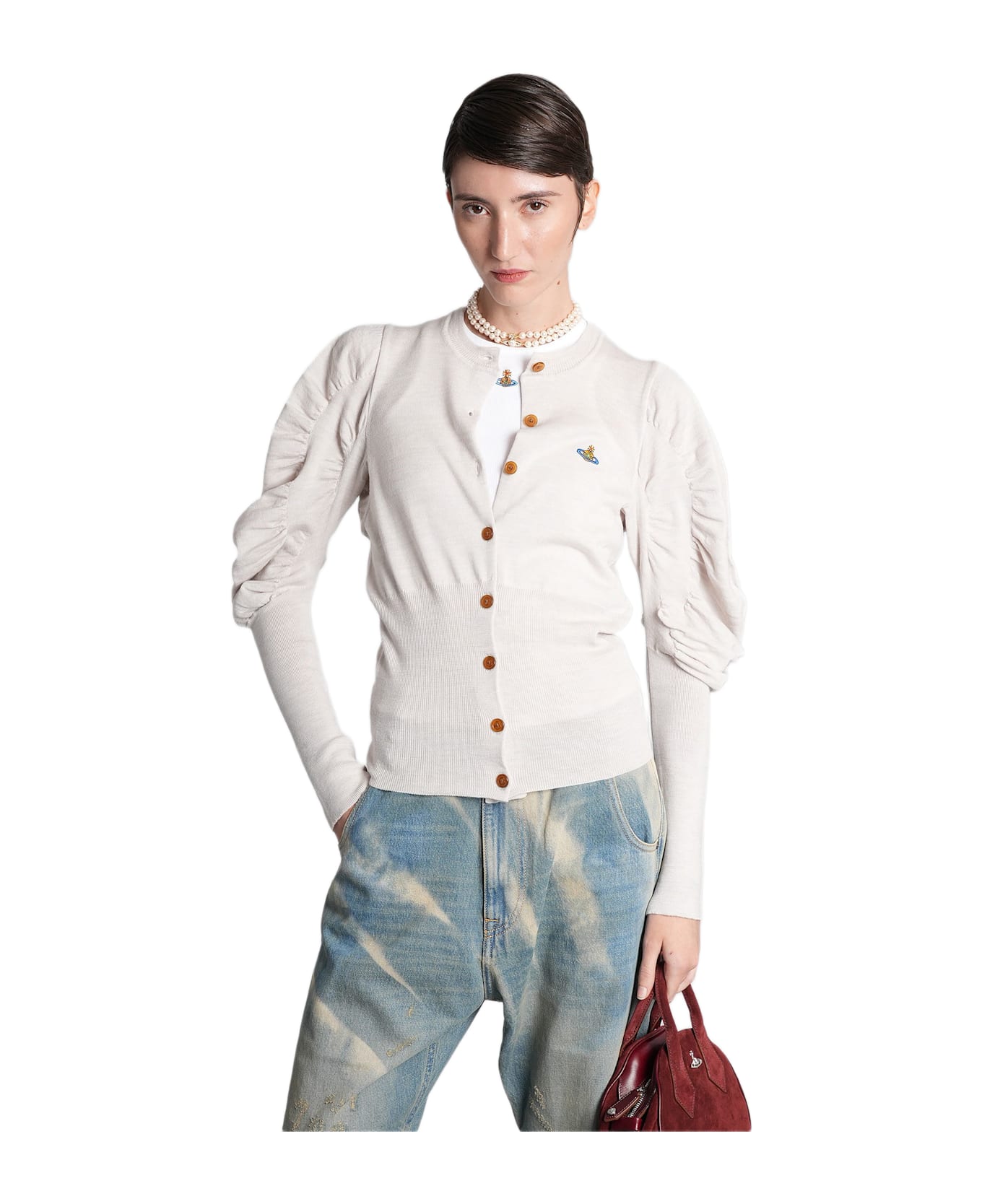 Vivienne Westwood Eli Cardigan In Grey Wool - grey