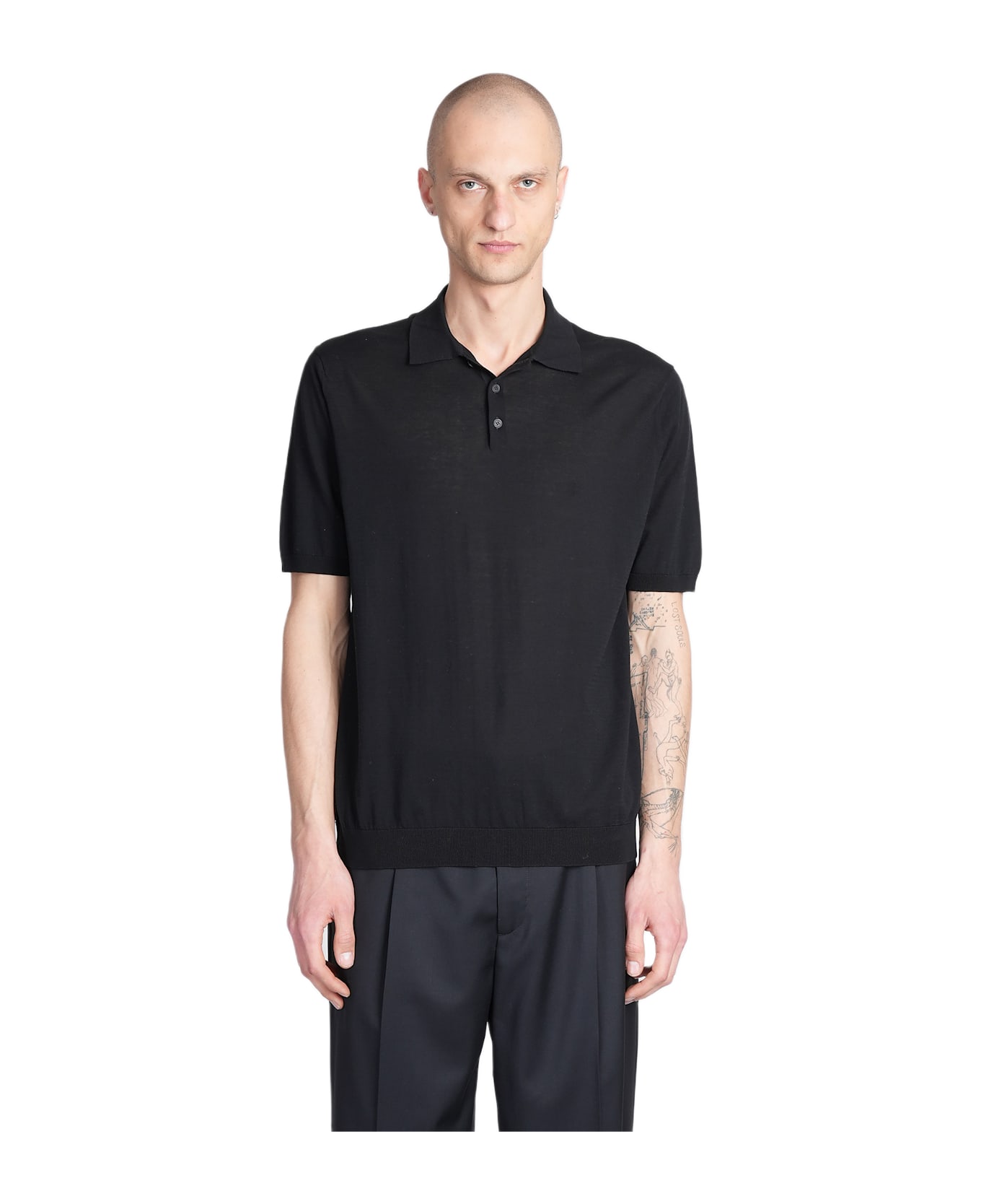 Ballantyne Polo In Black Cotton - black