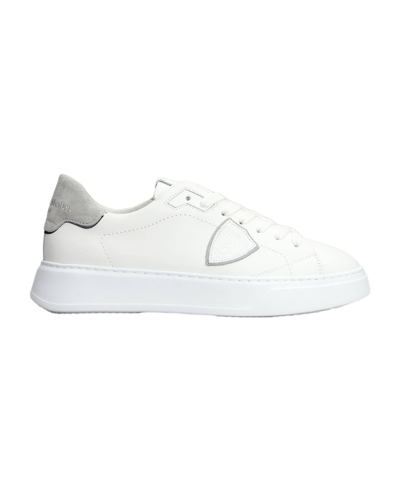 Philippe Model Temple Low Sneakers In White Leather - white