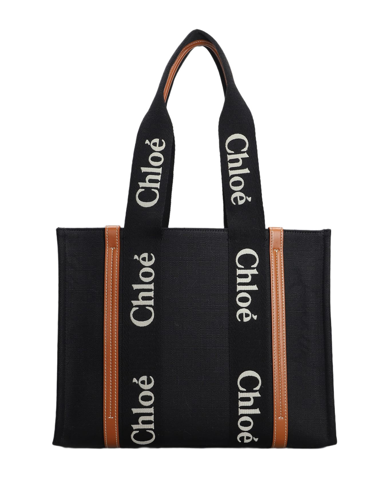 Chloé Woody Tote In Black Canvas - black
