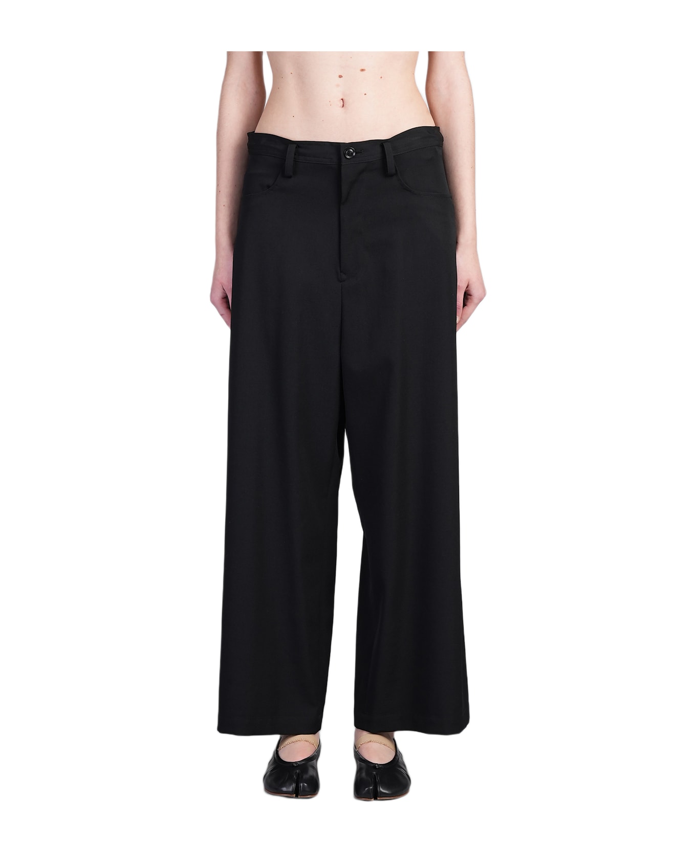 Yohji Yamamoto Pants In Black Wool - black