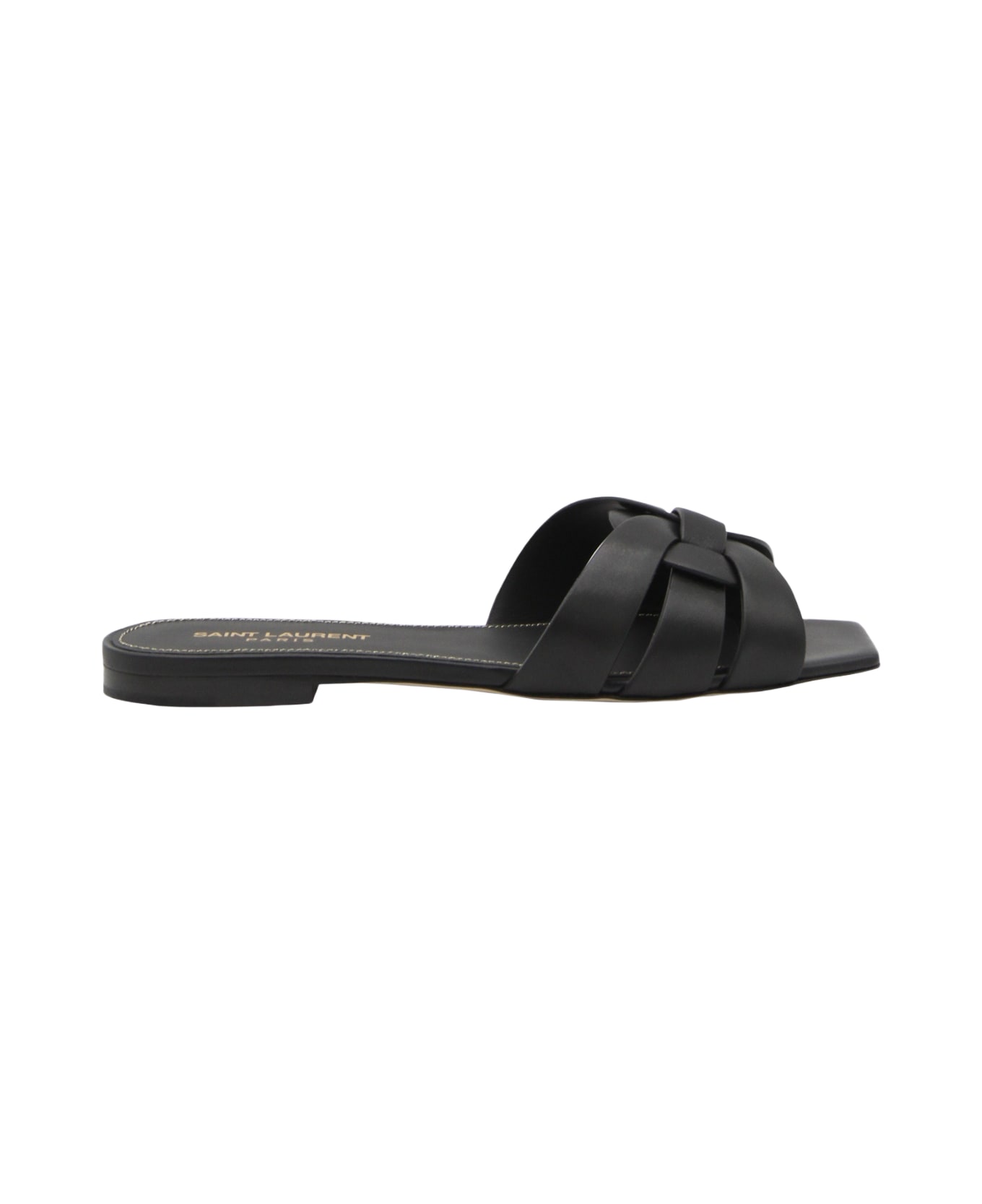 Saint Laurent Black Leather Flats - Black