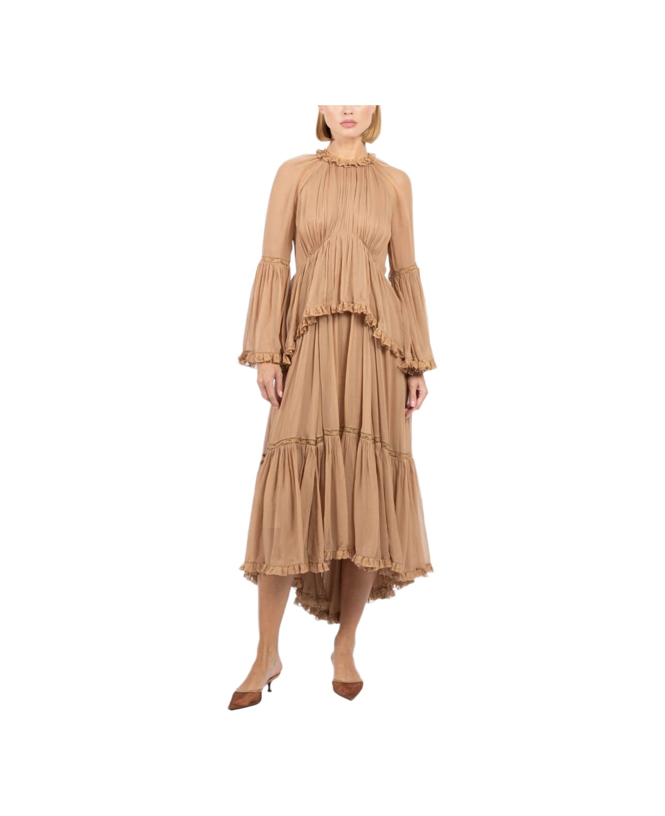 Zimmermann Beige Dress With Ruffles - Beige