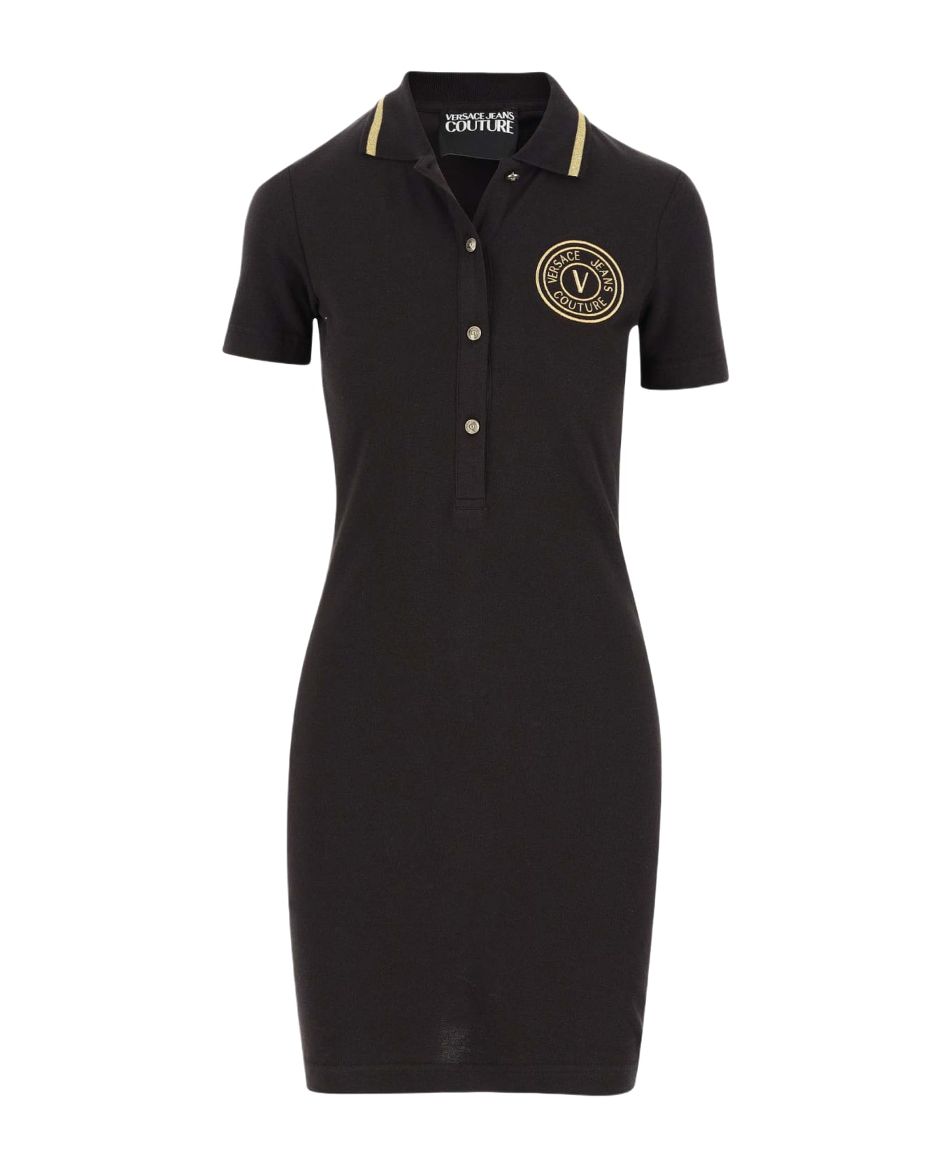 Versace Jeans Couture Cotton Dress With Logo - Black