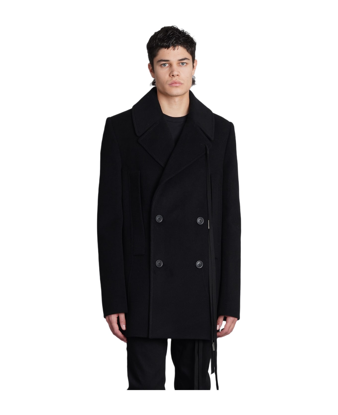 Ann Demeulemeester Coat In Black Wool - black