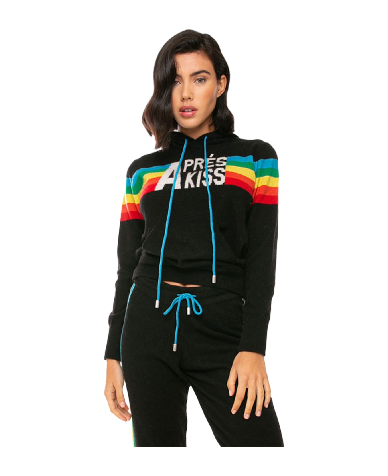 MC2 Saint Barth Knitted Sweatshirt With Rainbow Intarsia - BLACK