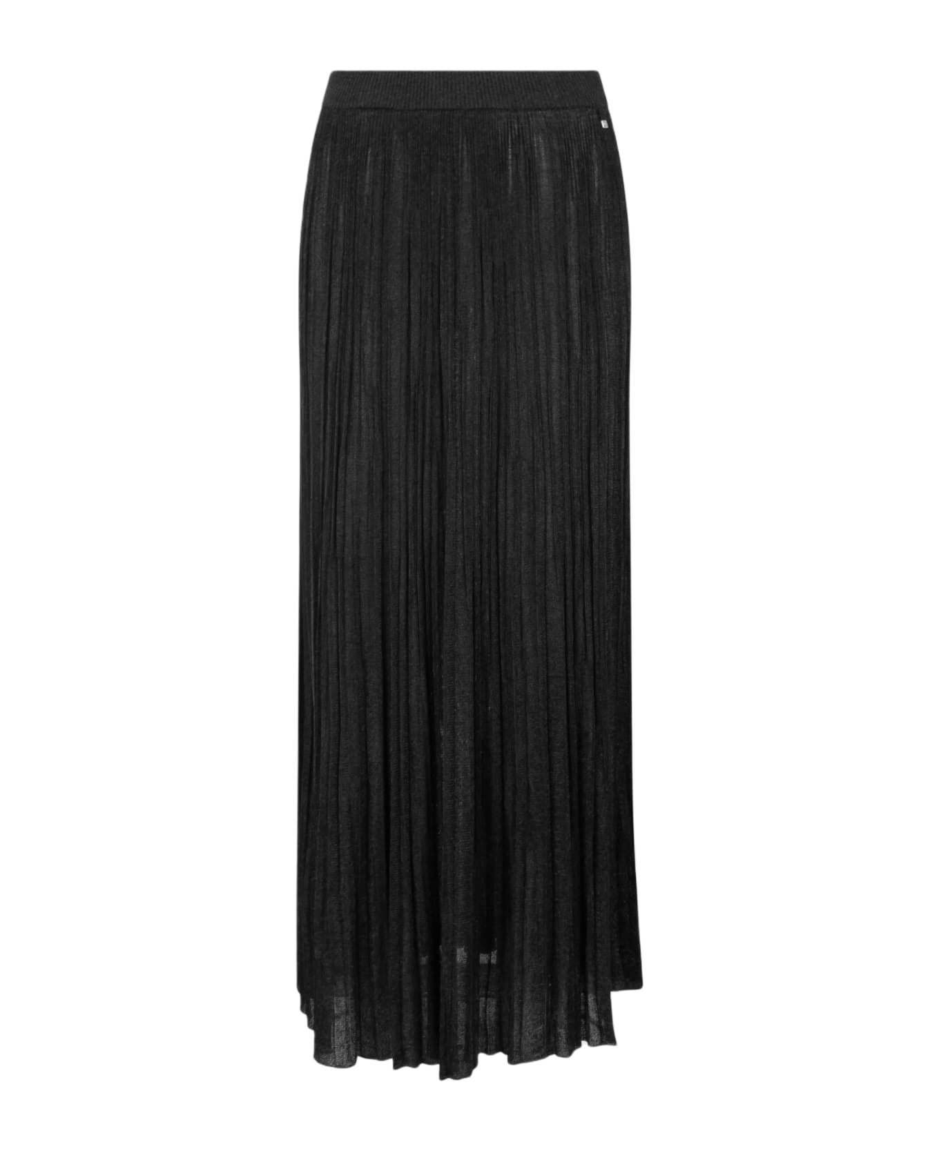 Herno Viscose Lurex Plissé Skirt - Black スカート