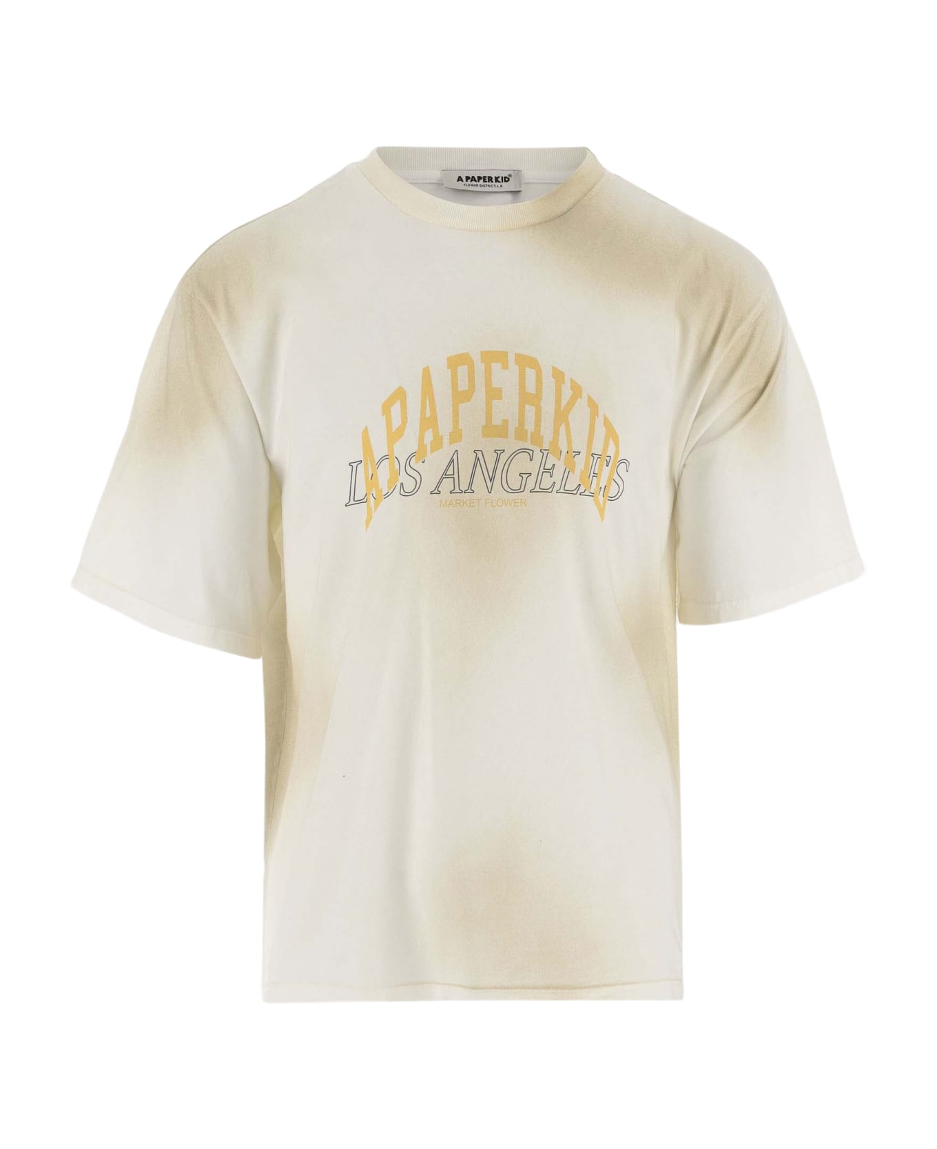 A Paper Kid Cotton T-shirt With Logo - Beige