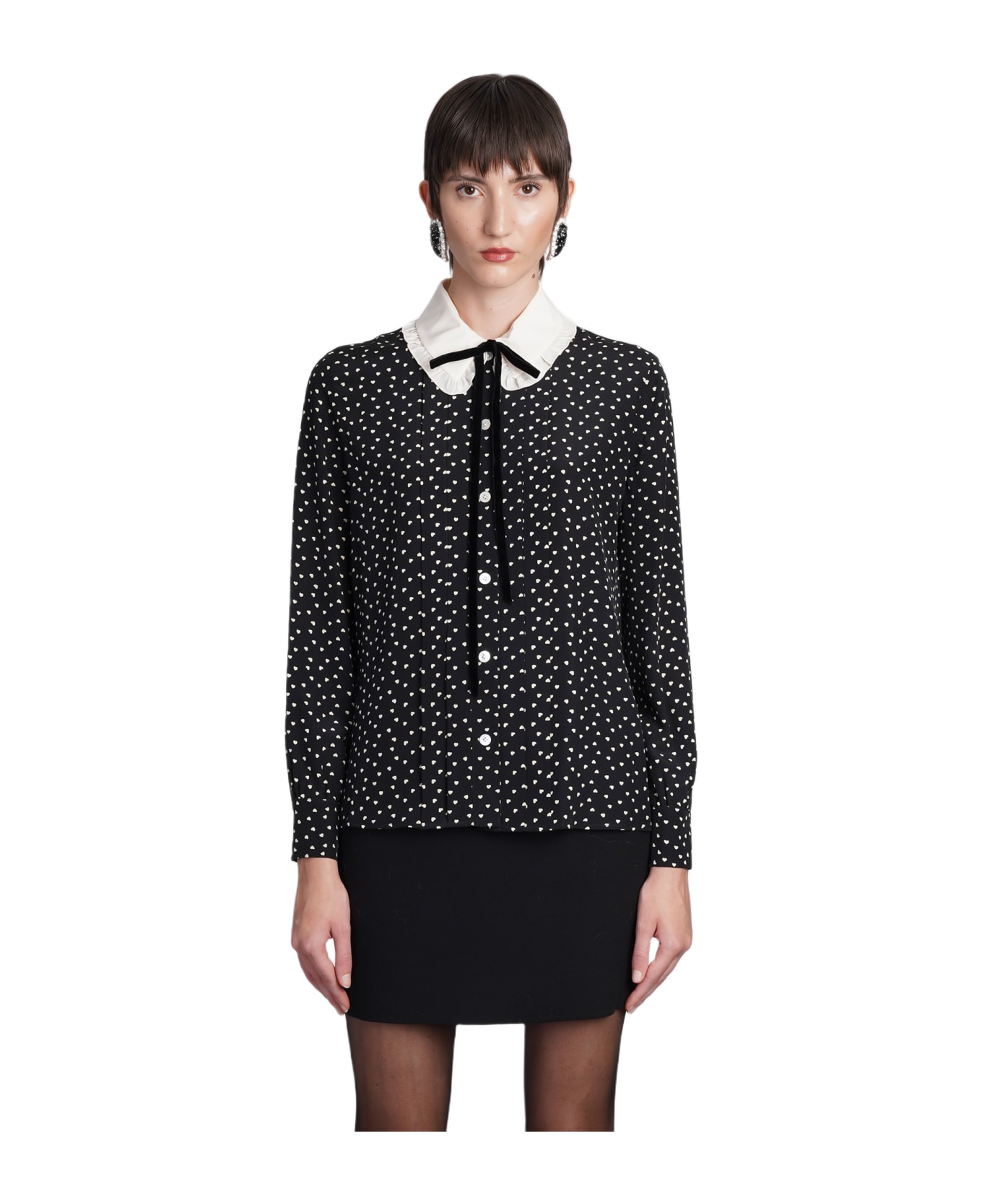 Alessandra Rich Shirt In Black Silk - black