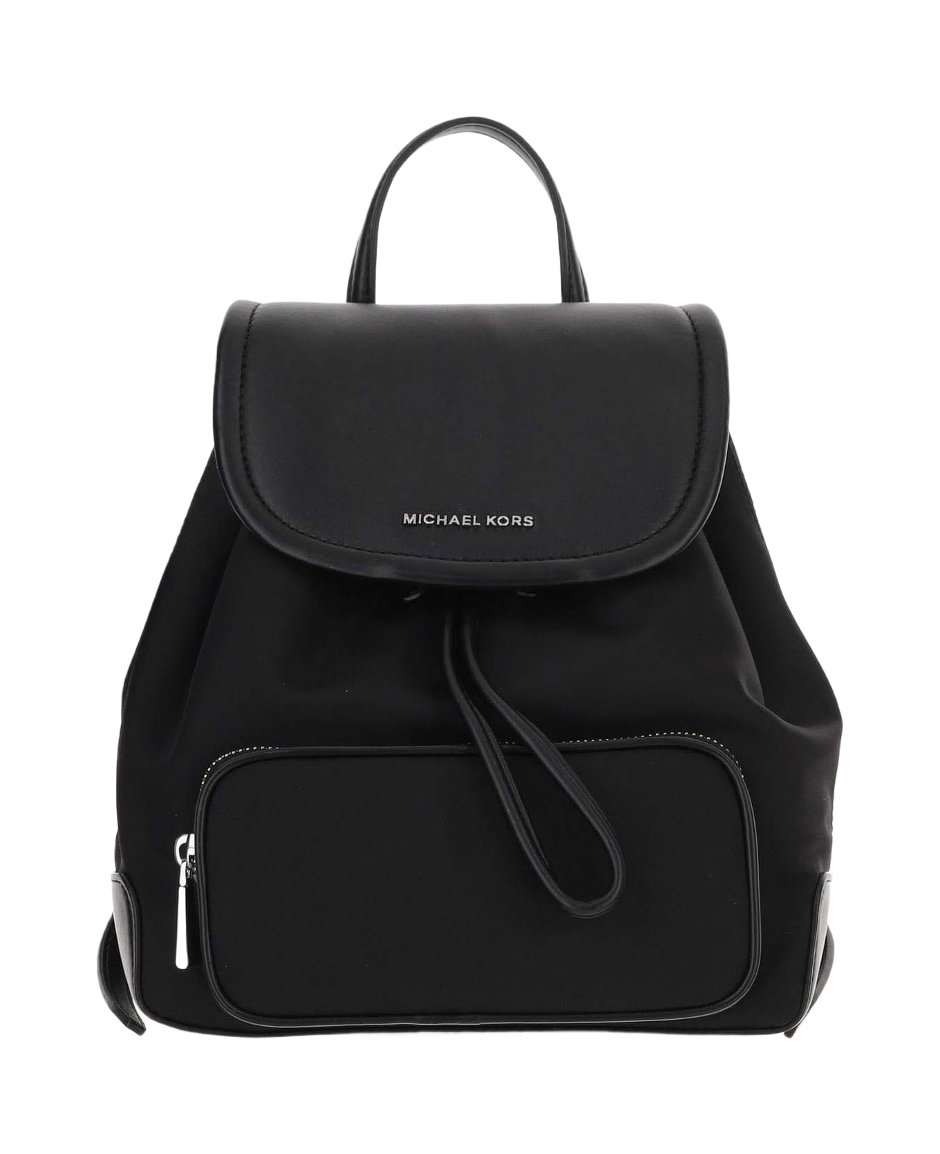 Michael Kors Nylon And Leather Backpack With Logo - Black