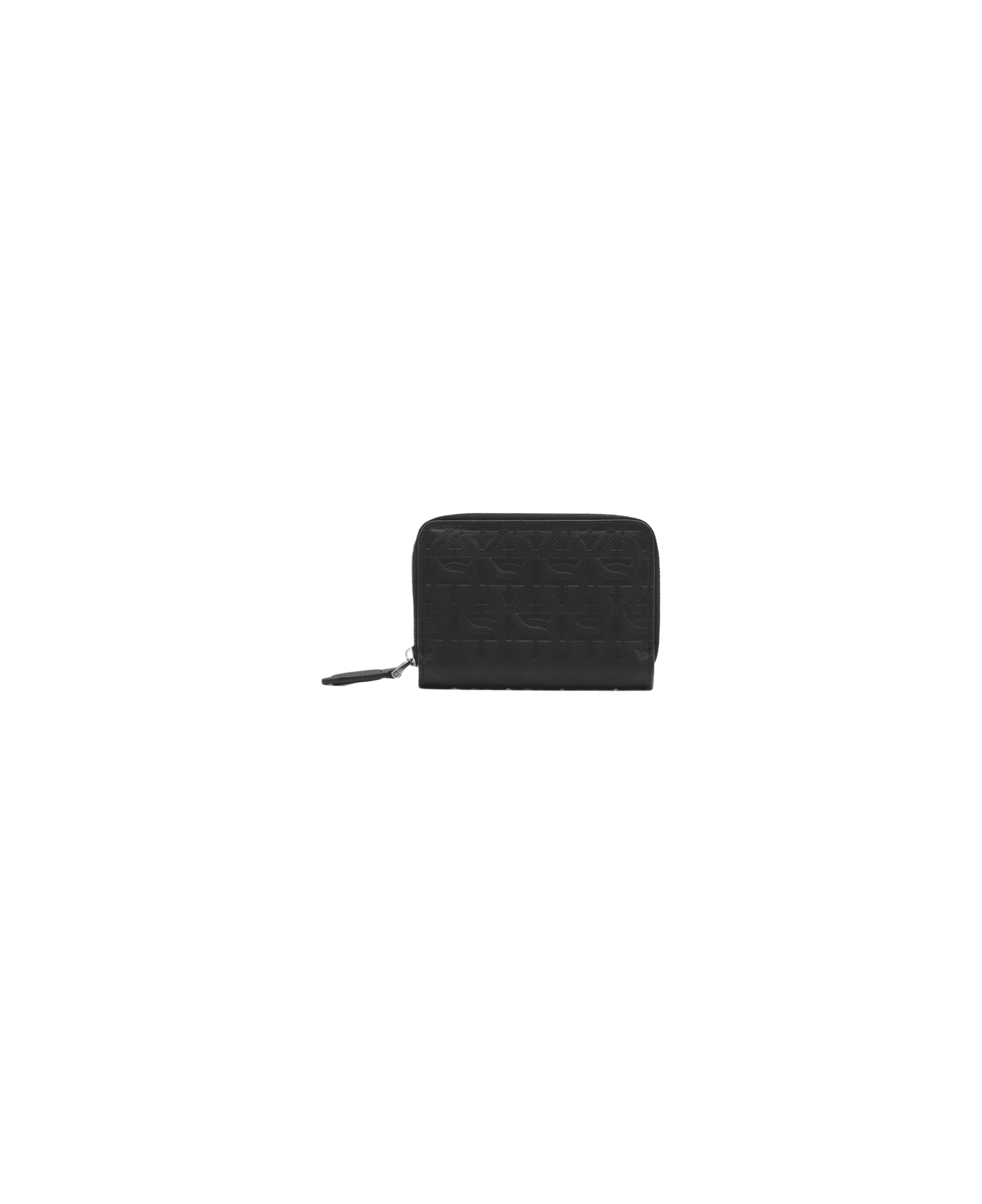 Ferragamo Leather Wallet With Gancini Pattern - Black 財布