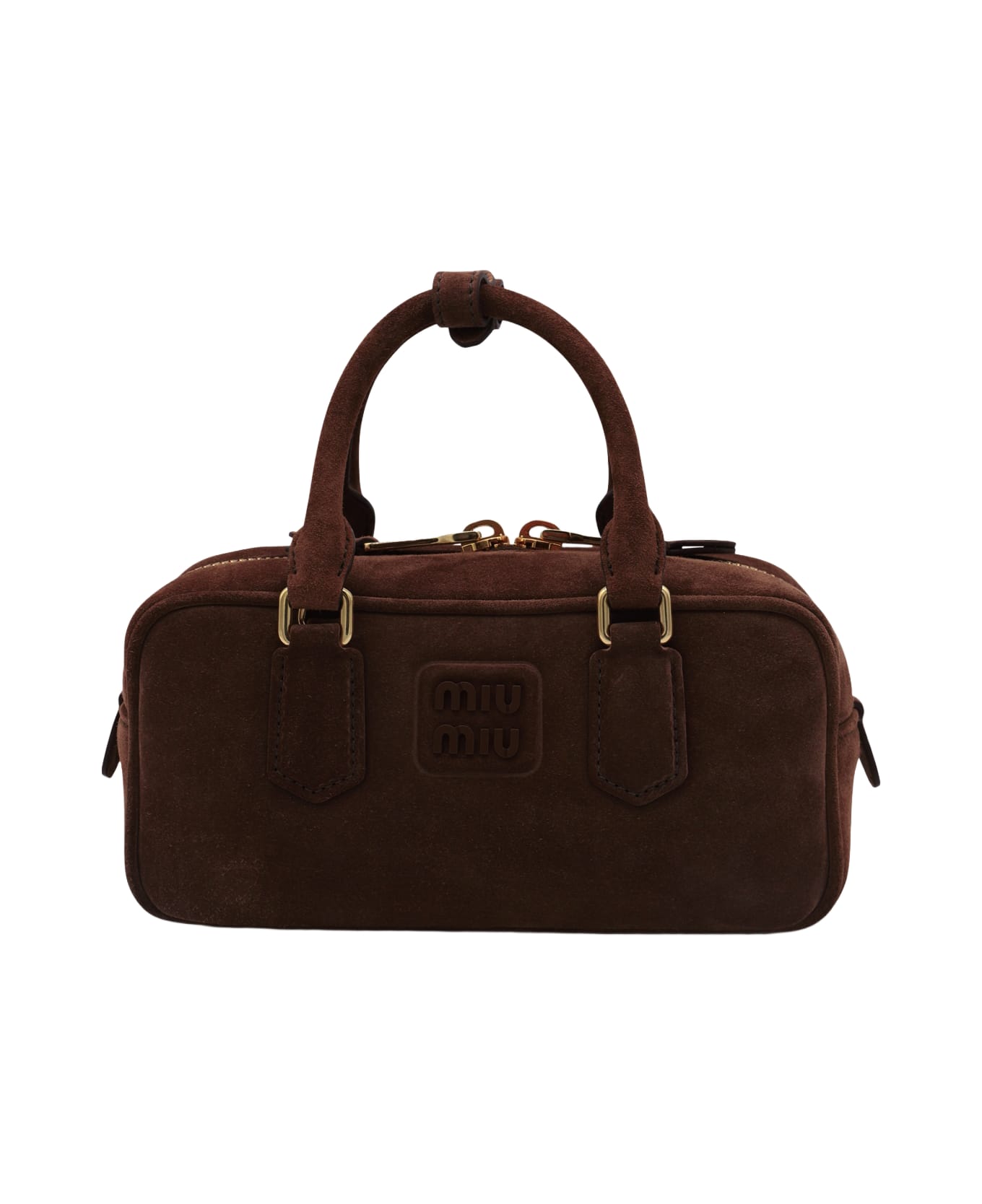 Miu Miu Dark Brown Suede Leather Arcadie Crossbody Bag - Brown