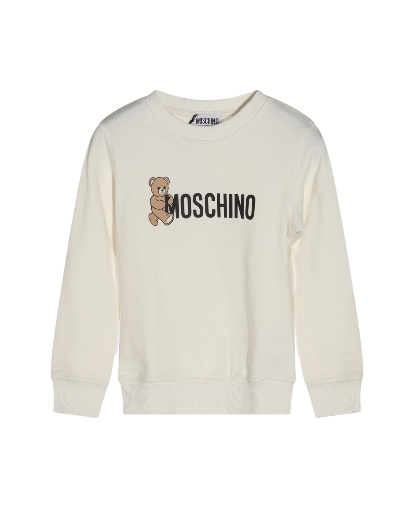 Moschino White Cotton Swetshirt - Cloud