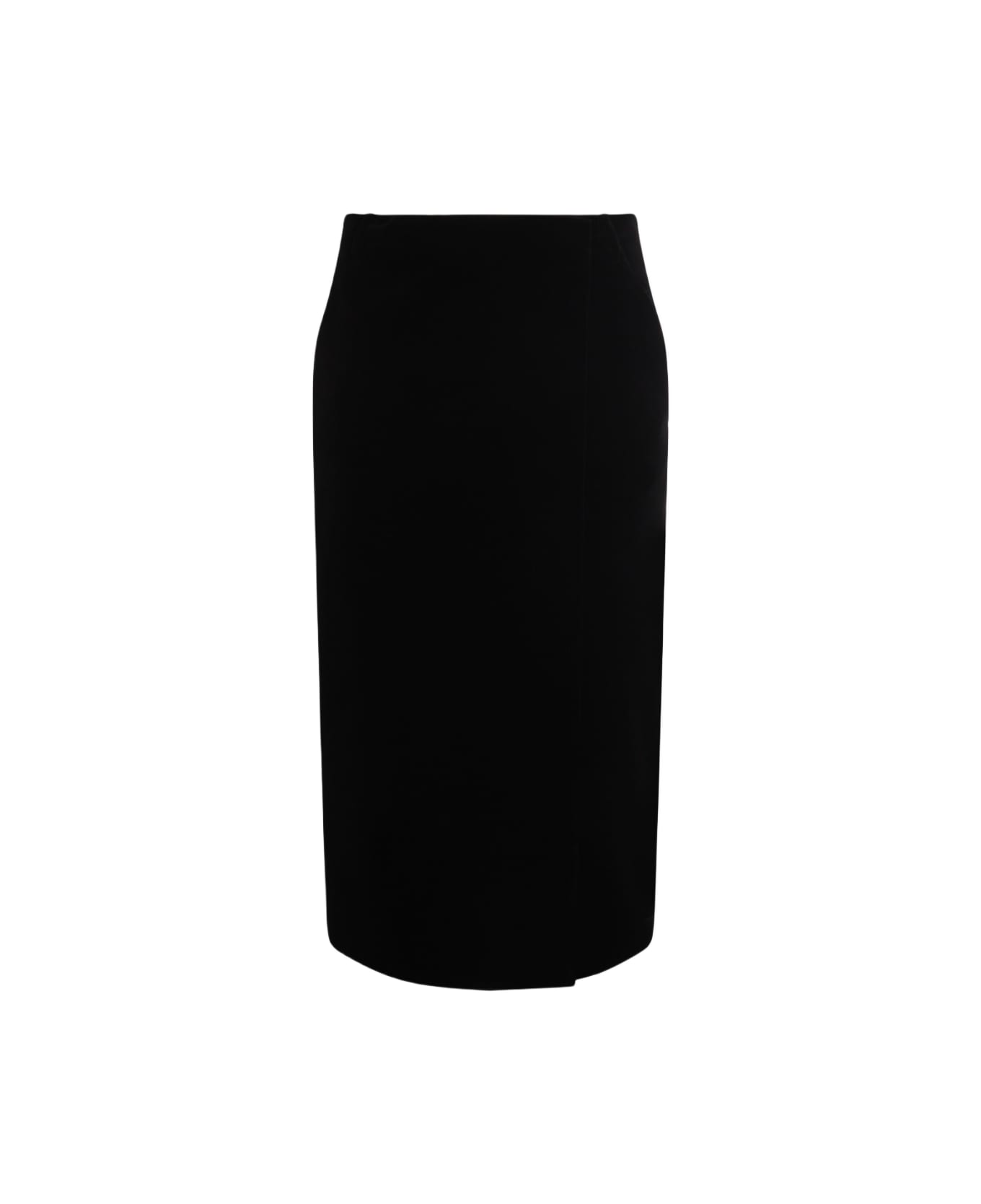 Saint Laurent Black Cotton Midi Skirt - Black