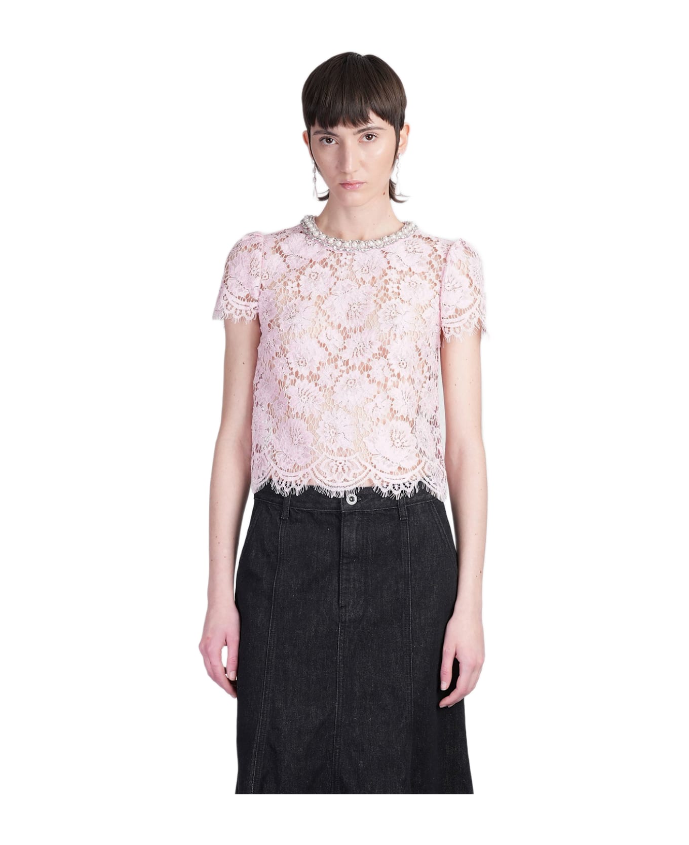 self-portrait Topwear In Rose-pink Polyamide - rose-pink