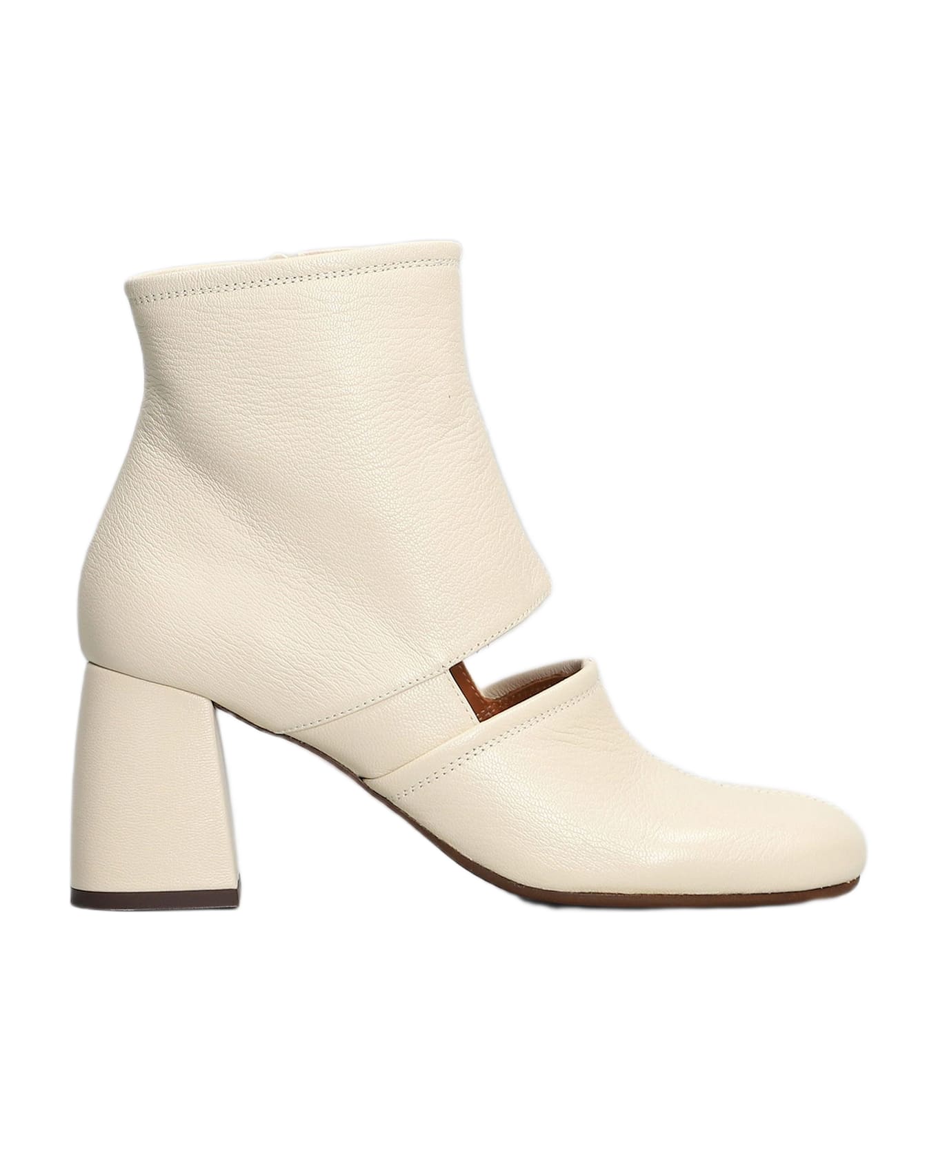 Chie Mihara Sonli High Heels Ankle Boots In Beige Leather - beige