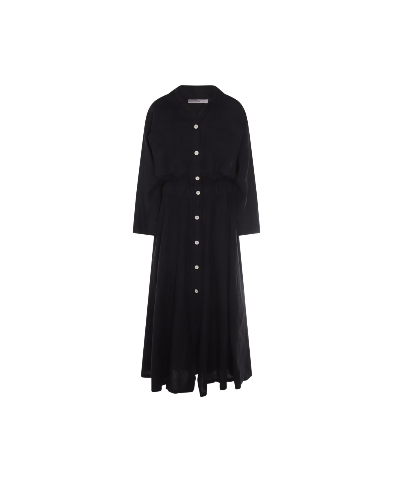 Malo Black Linen Maxi Dress