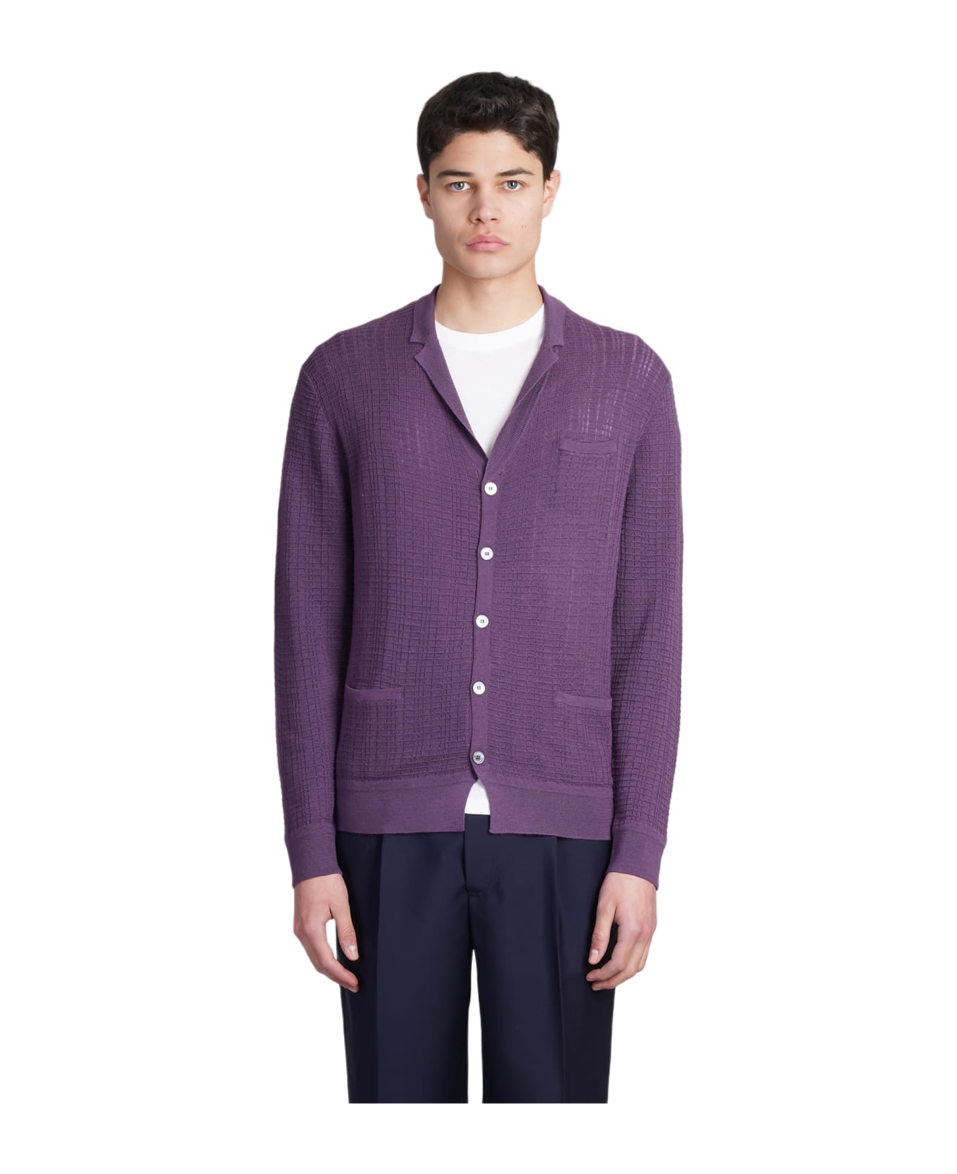 Ballantyne Cardigan In Viola Wool - Viola