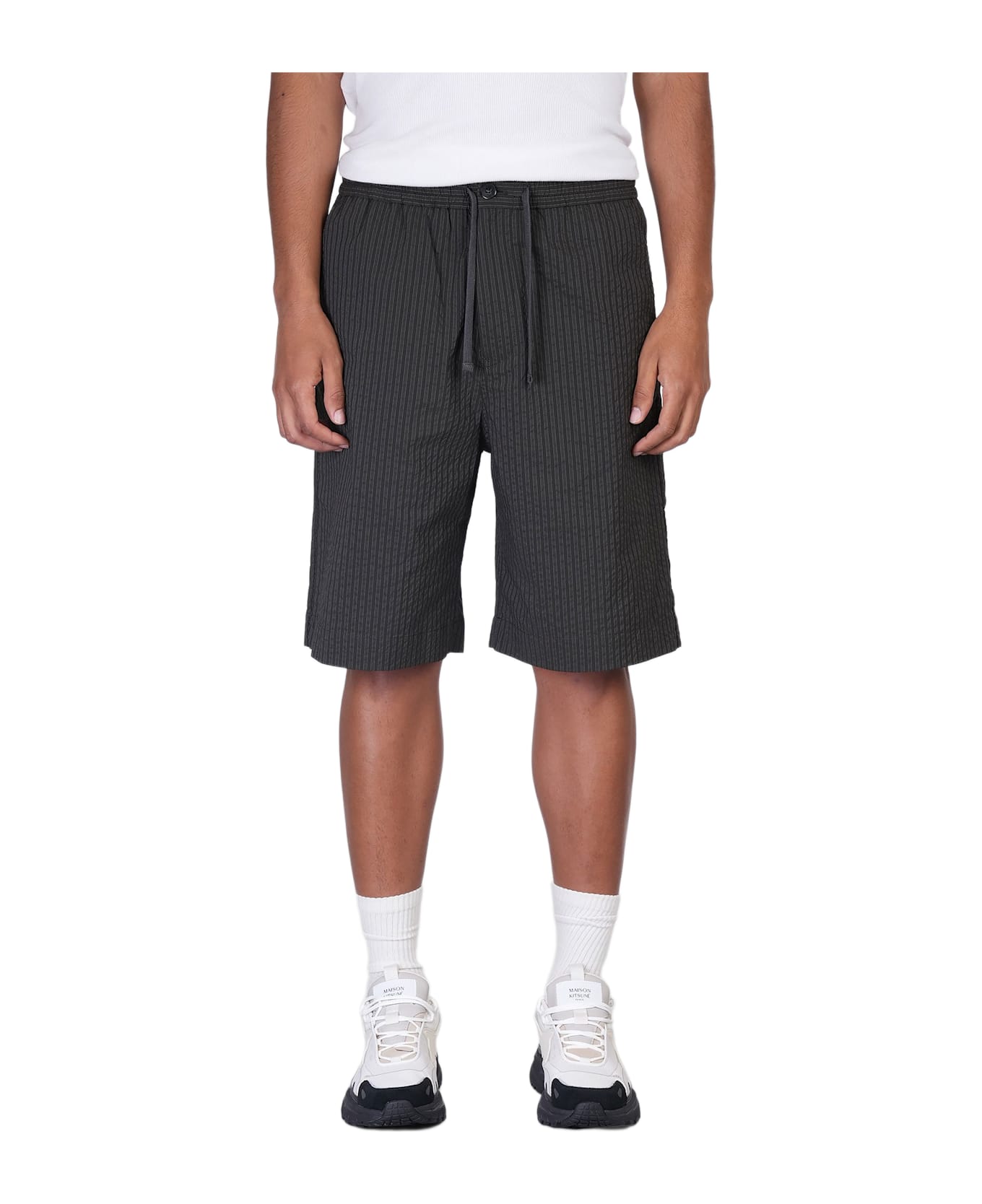 Maison Kitsuné Shorts In Black Polyester - black