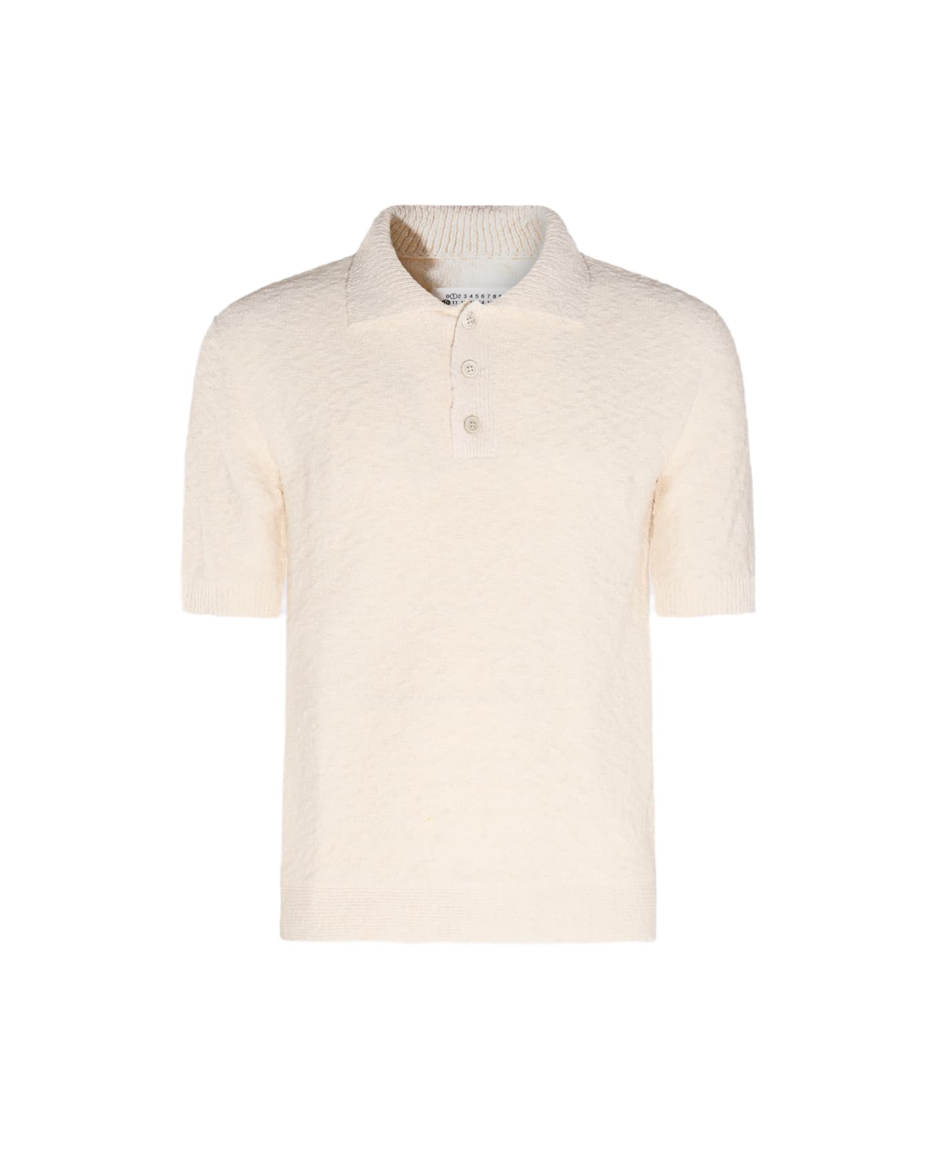 Maison Margiela Cream Cotton Blend Polo Shirt - Beige
