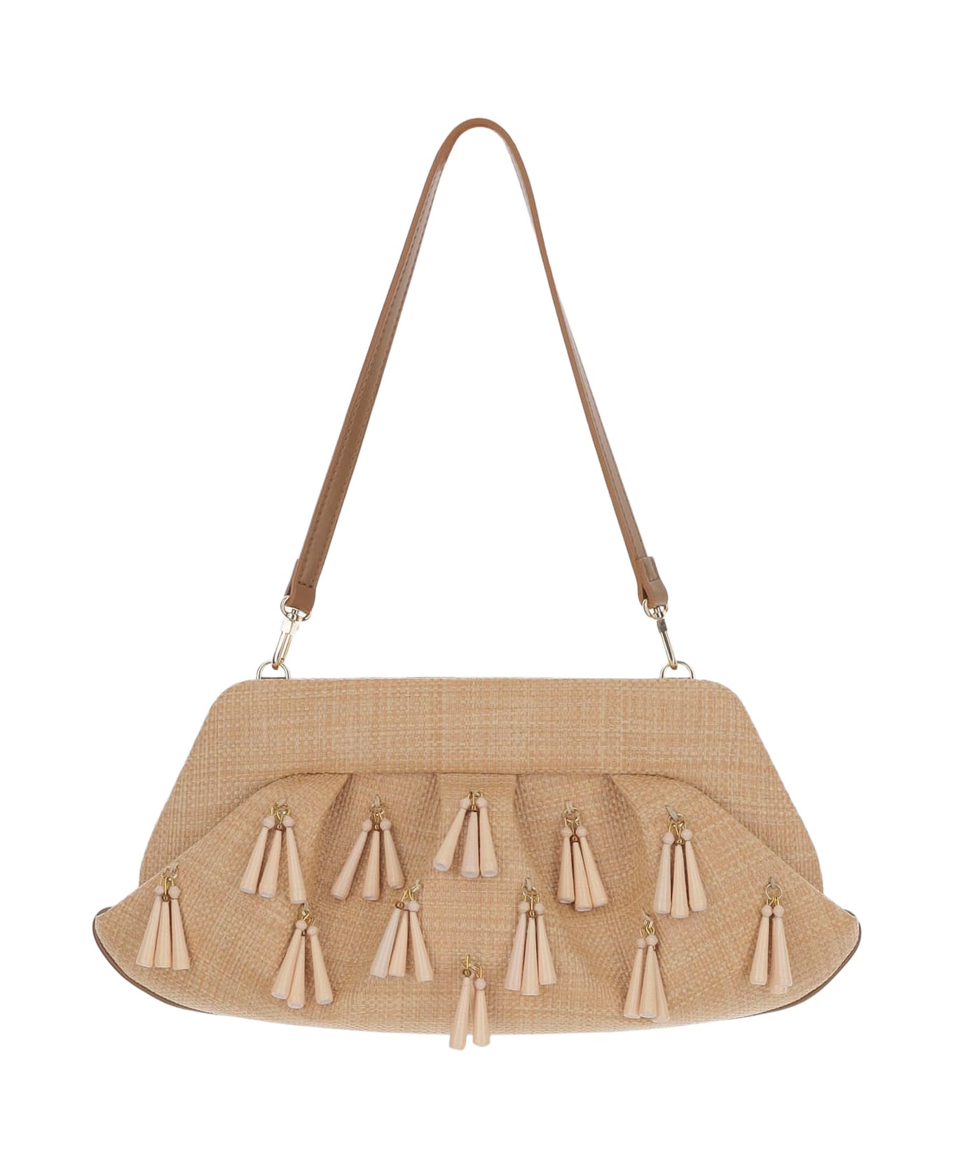 THEMOIRè Emera Paper Fringes Clutch Bag - Beige