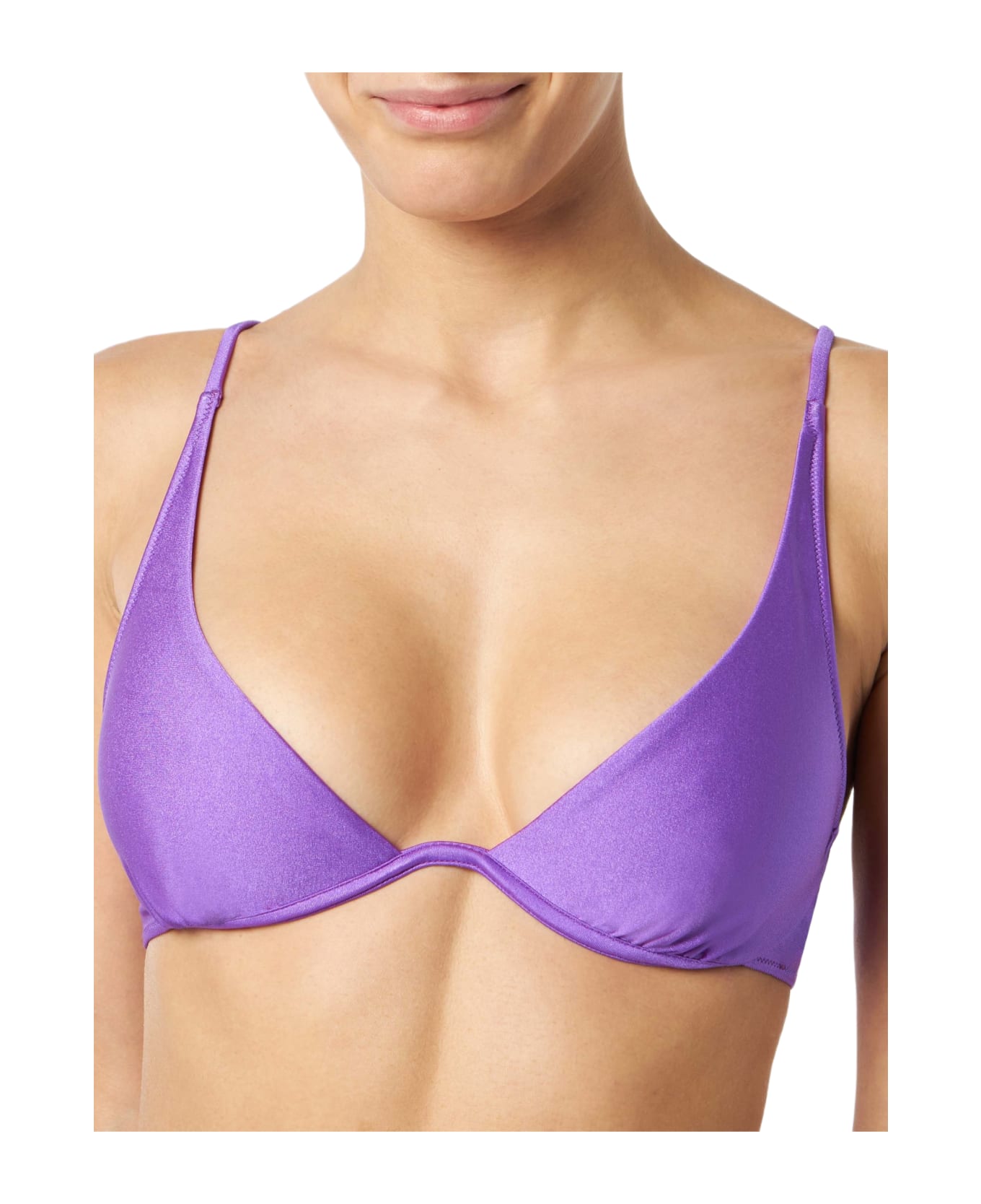 MC2 Saint Barth Woman Shiny Violet V-wired Top - PURPLE