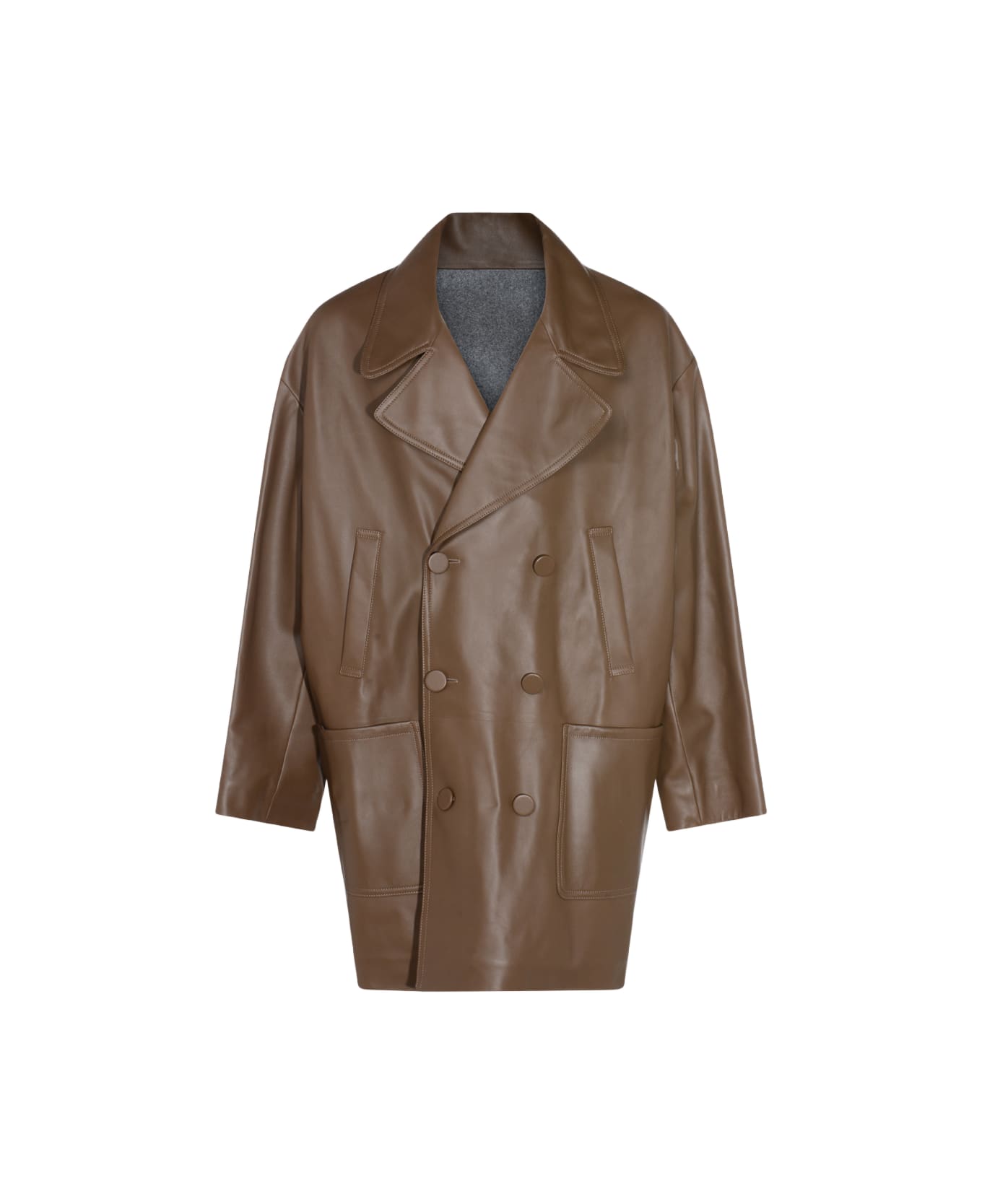 Fendi Brown Leather Jacket - MULTICOLOUR