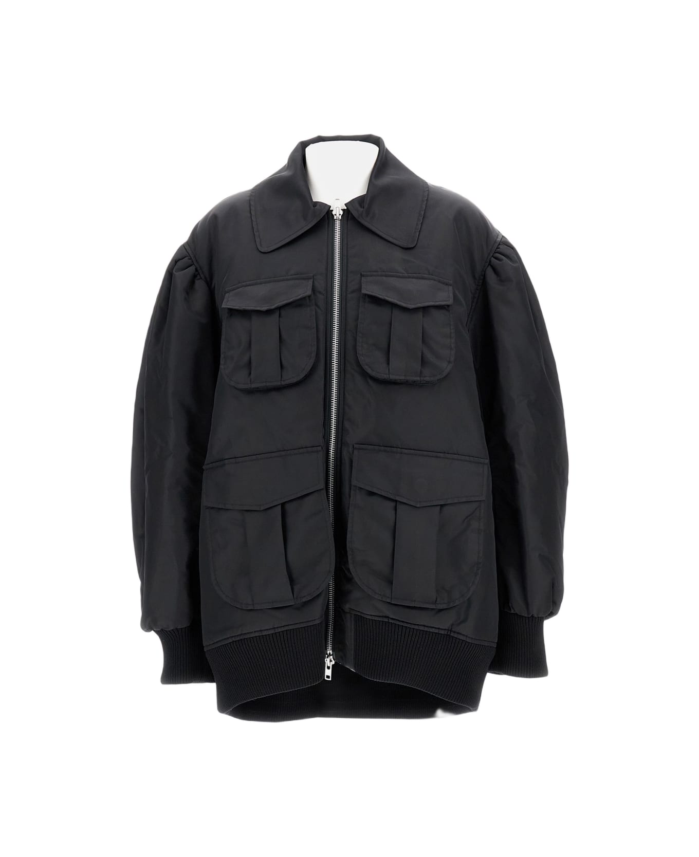 Simone Rocha Puff Sleeve Multi Pocket Bomber Jacket - Black