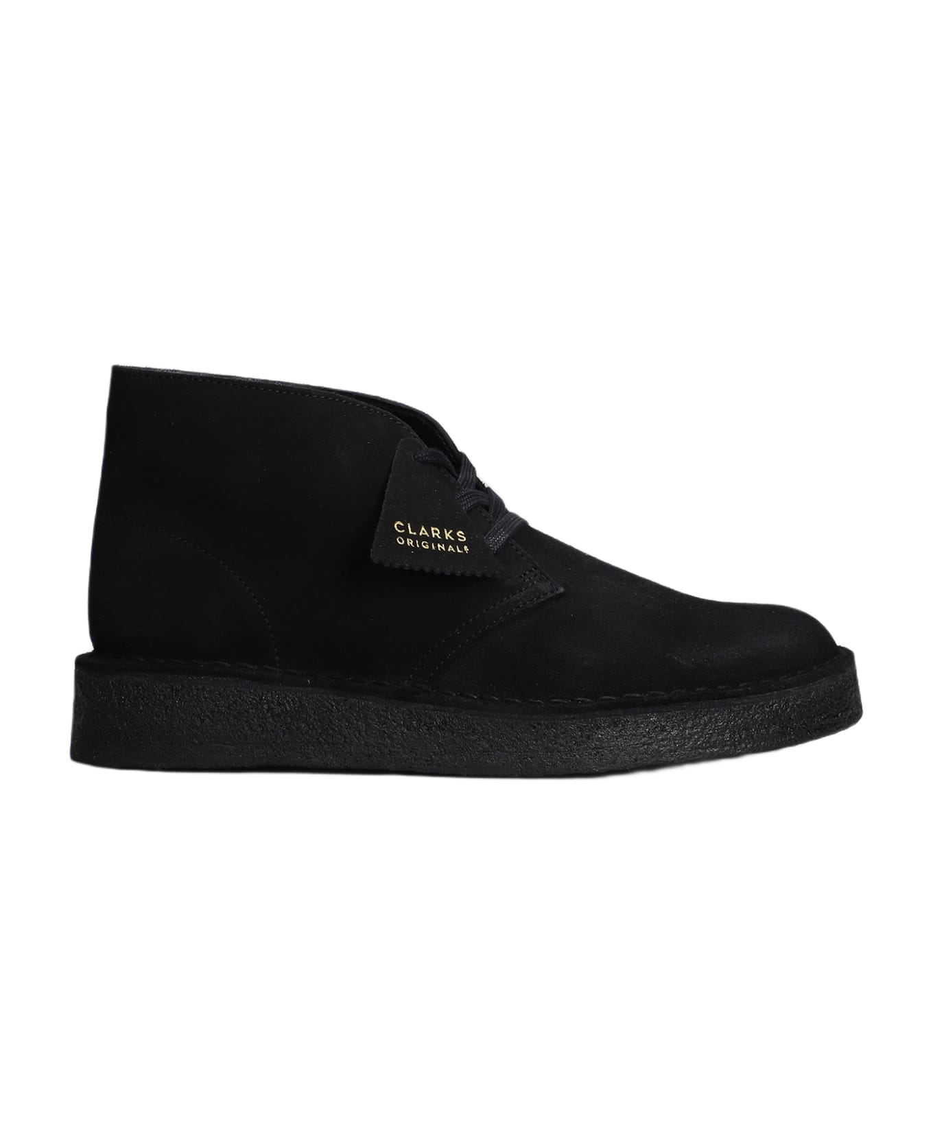 Clarks Desert Coal Lace Up Shoes In Black Suede - black