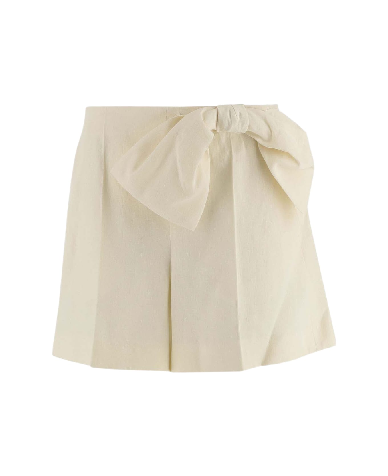 Chloé Linen Short Pants With Bow - Ivory