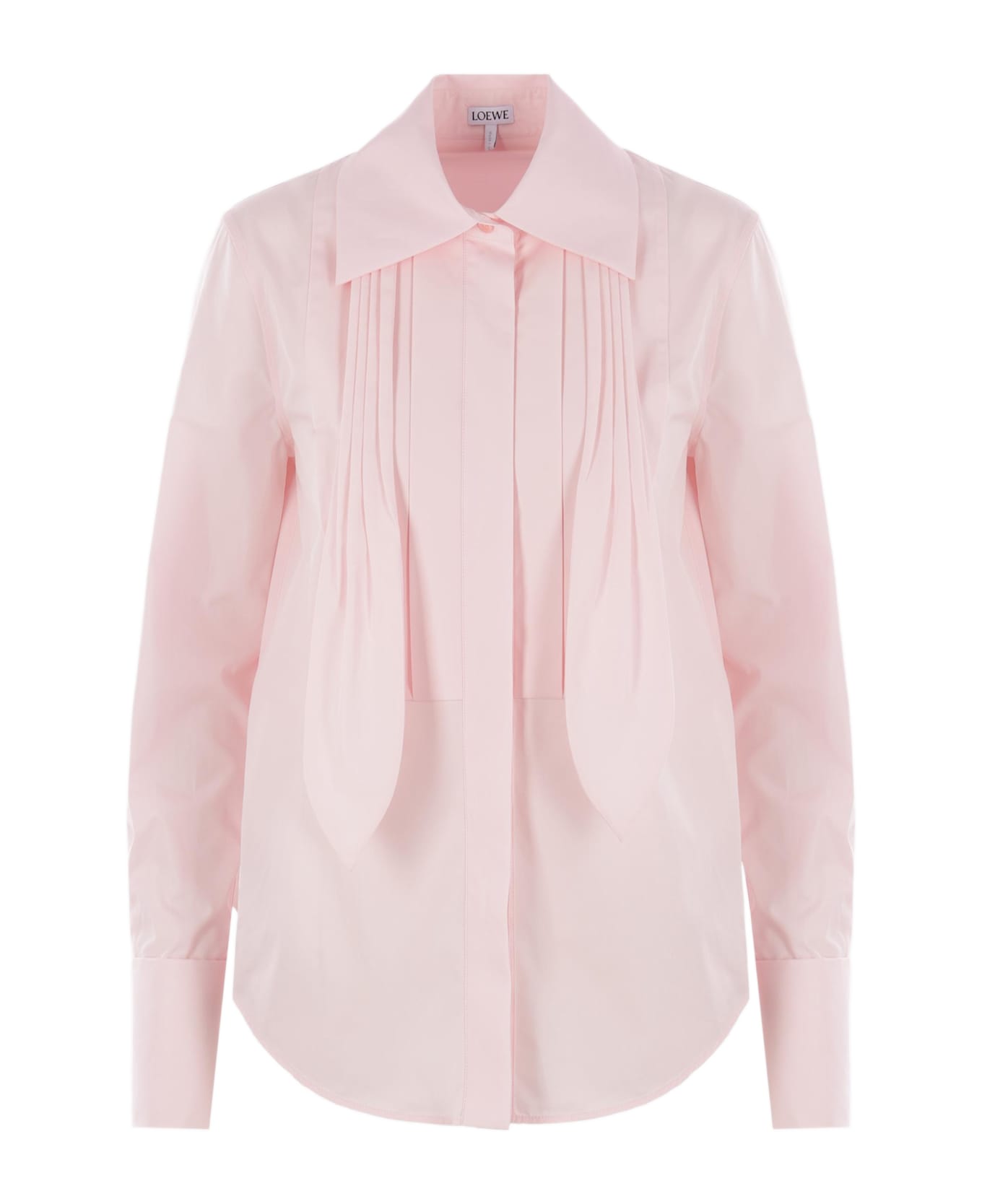 Loewe Poplin Shirt With Pleated Neck Tie - Pink