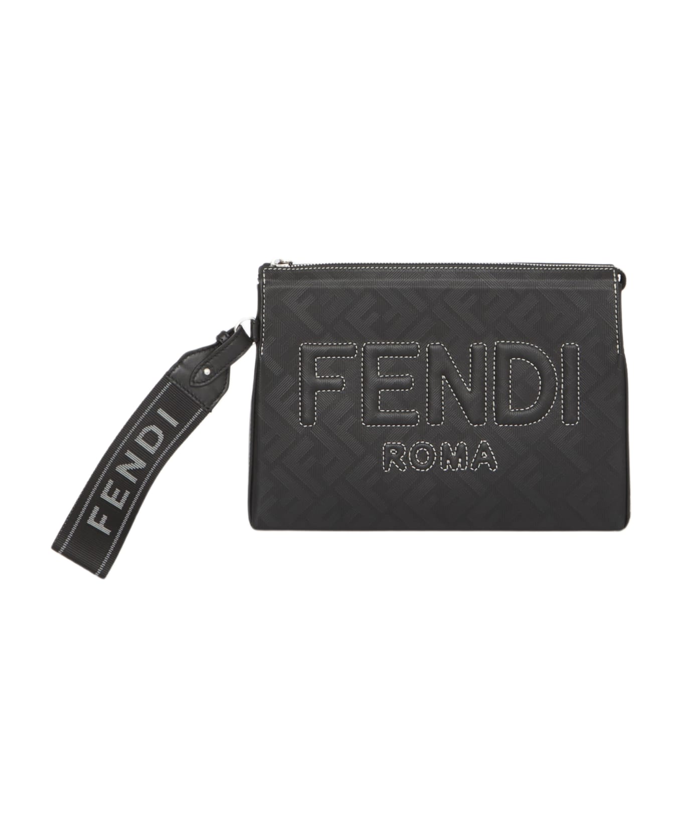 Fendi Ff Fabric Pouch - Black クラッチバッグ