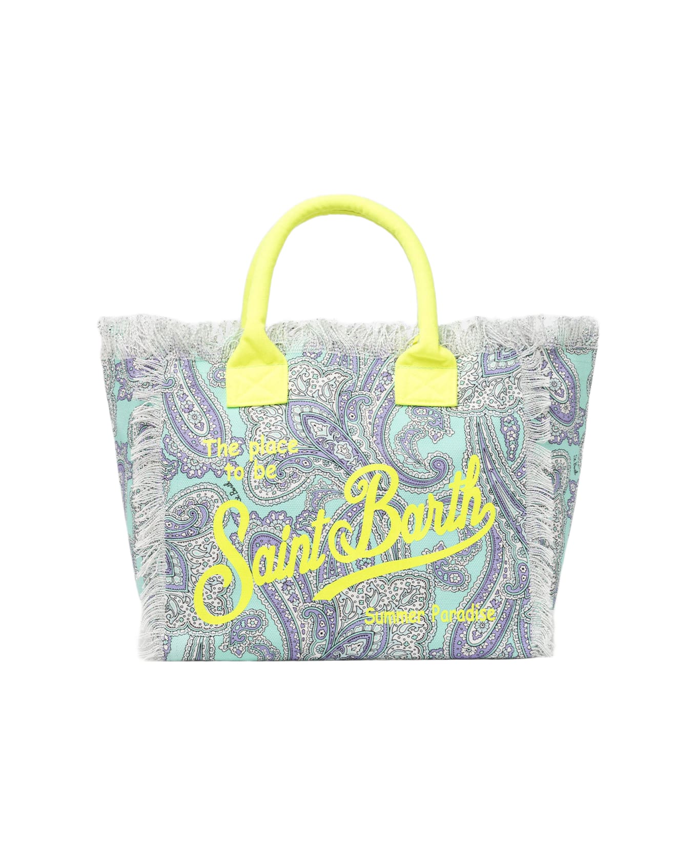 MC2 Saint Barth Cotton Canvas Tote Bag With Paisley Print - GREEN