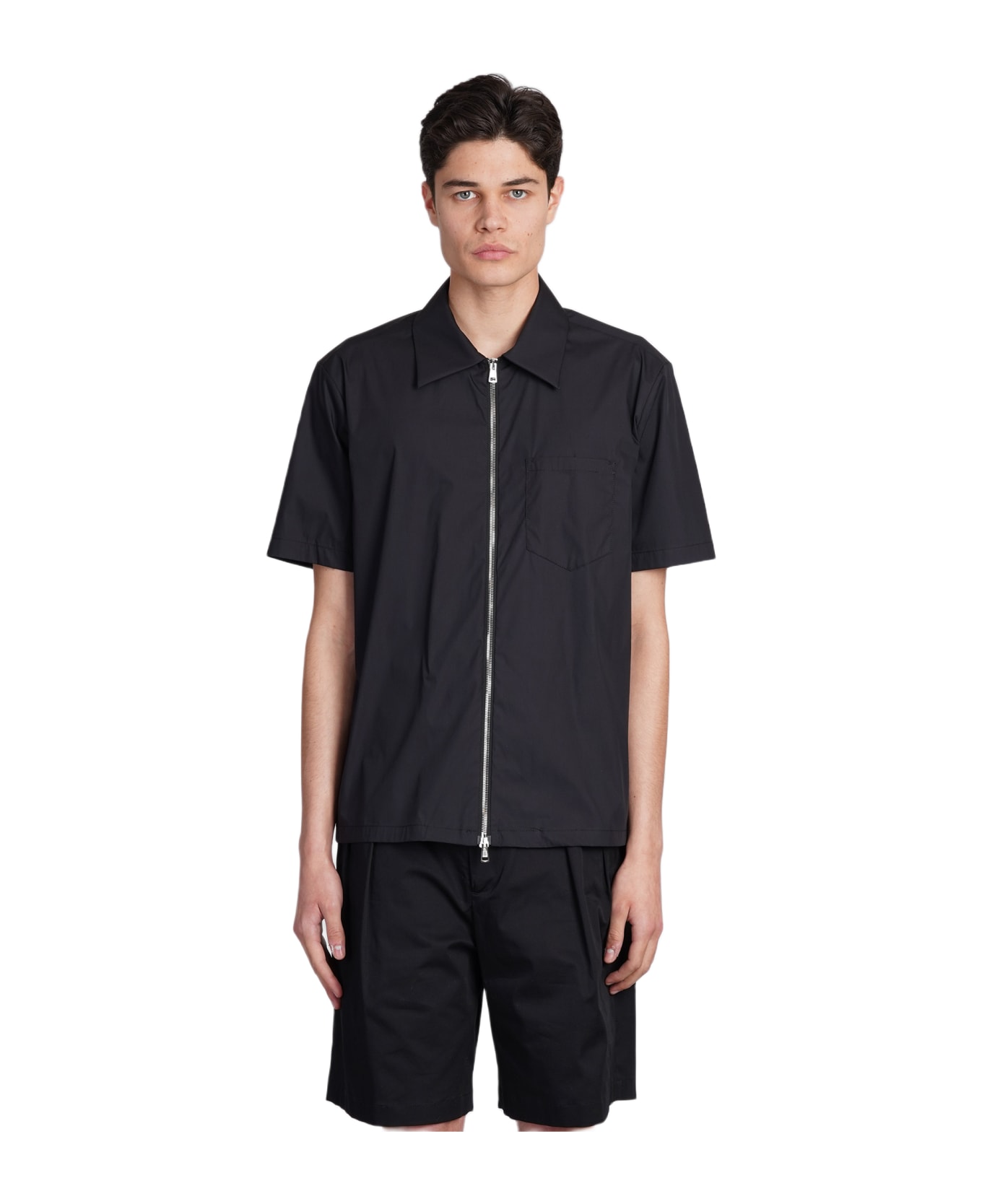 Low Brand Shirt Zip S143 Shirt In Black Cotton - black シャツ